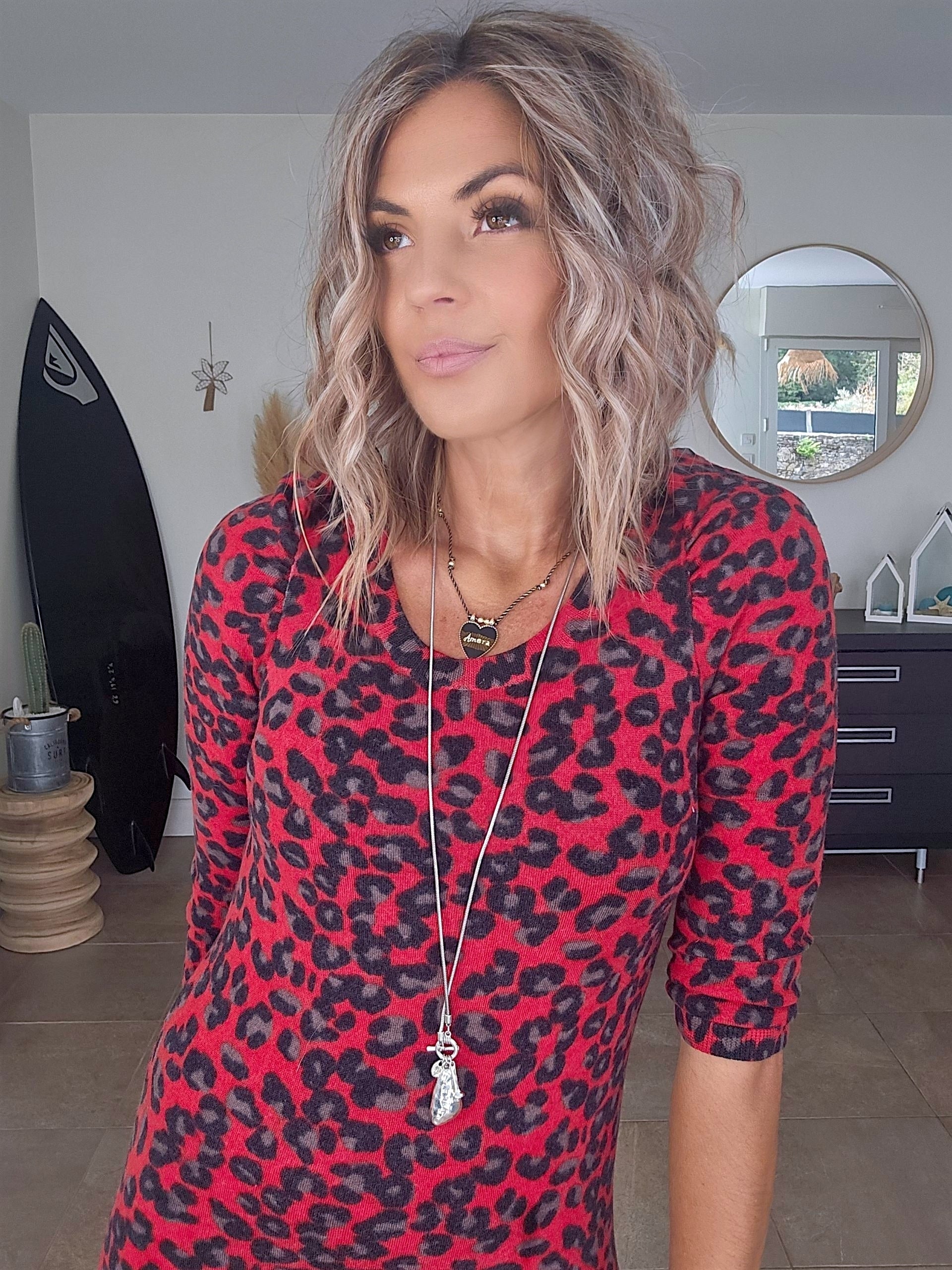 Robe pull léopard