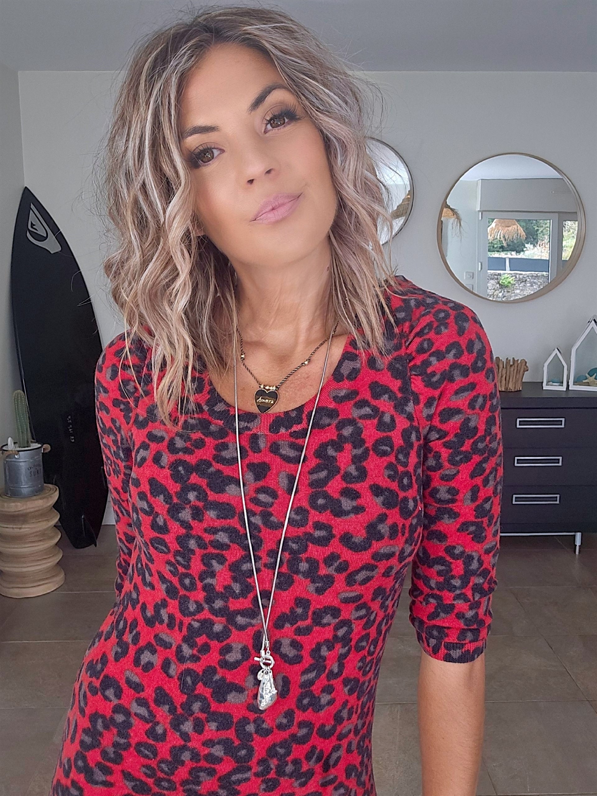 Robe pull léopard