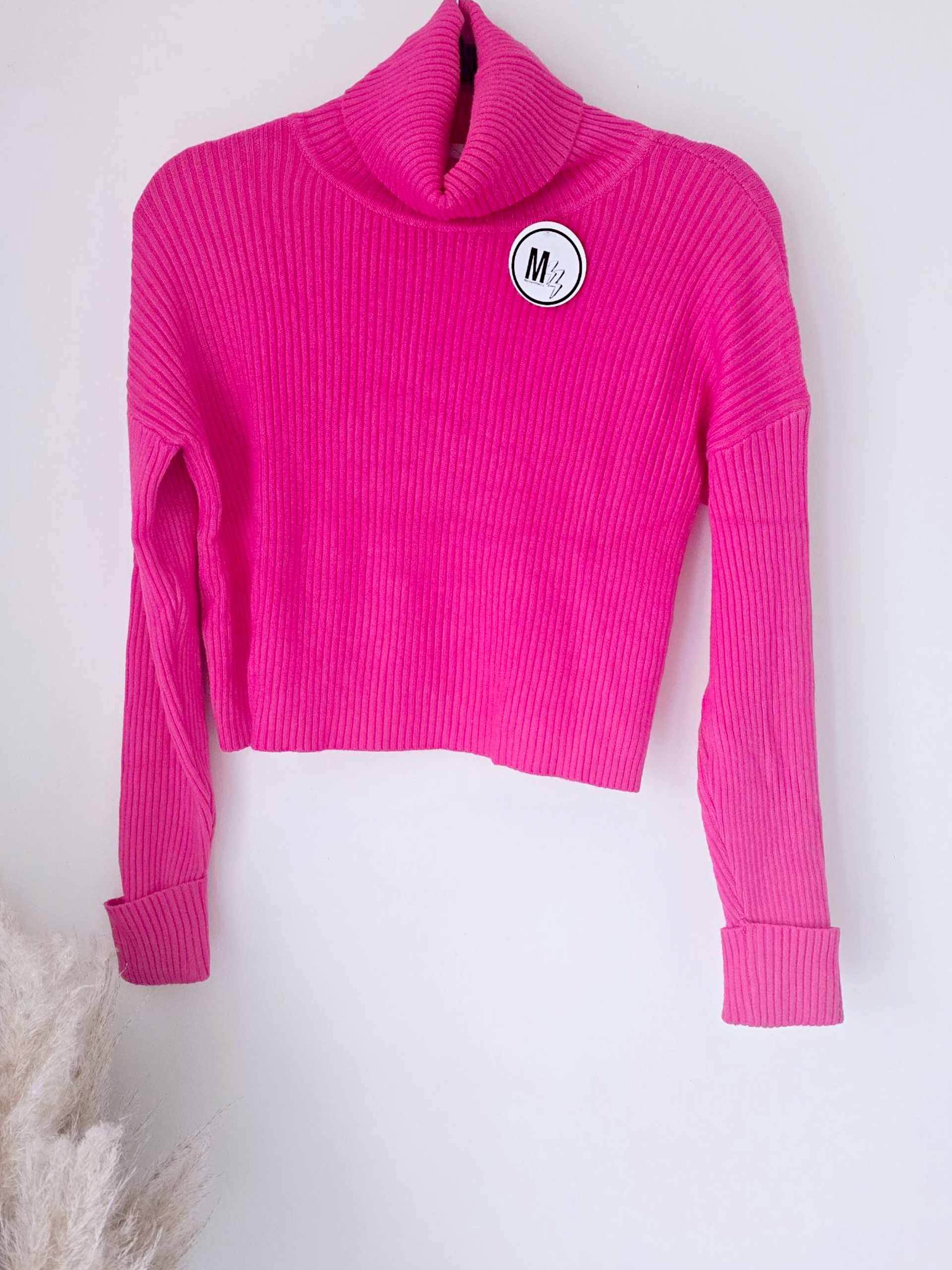 Pull col roulé cachemire fuchsia