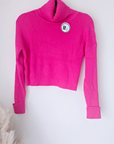 Pull col roulé cachemire fuchsia