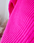 Pull col roulé cachemire fuchsia