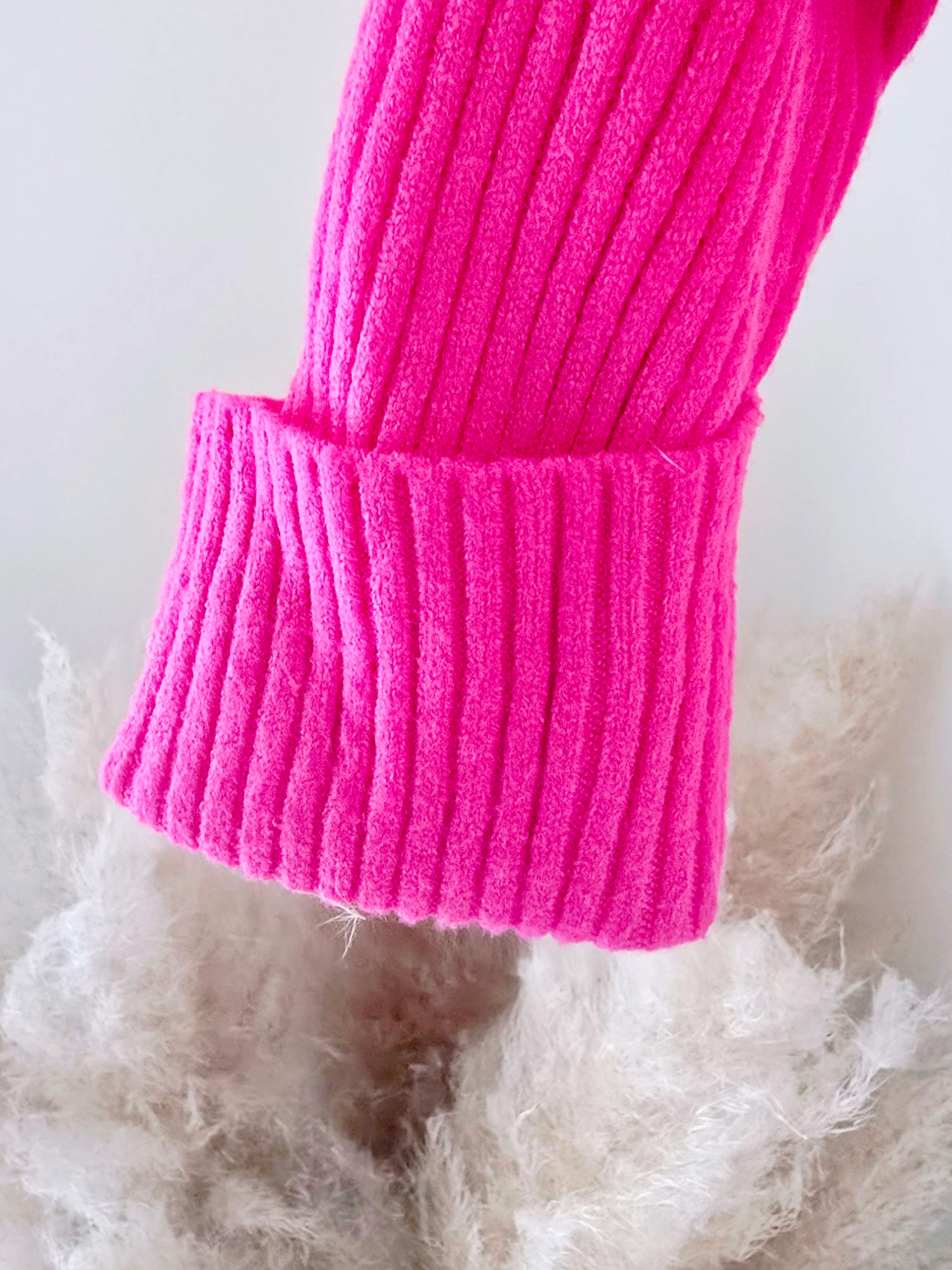 Pull col roulé cachemire fuchsia