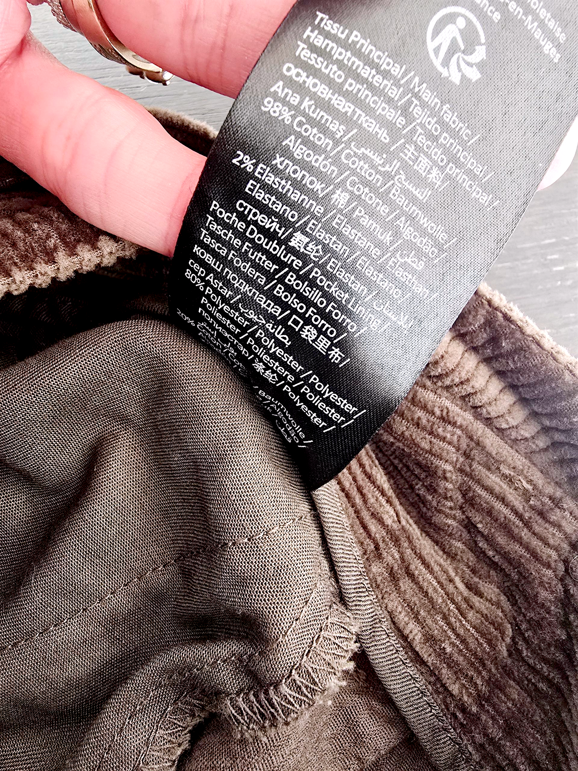 Short velours kaki-marron