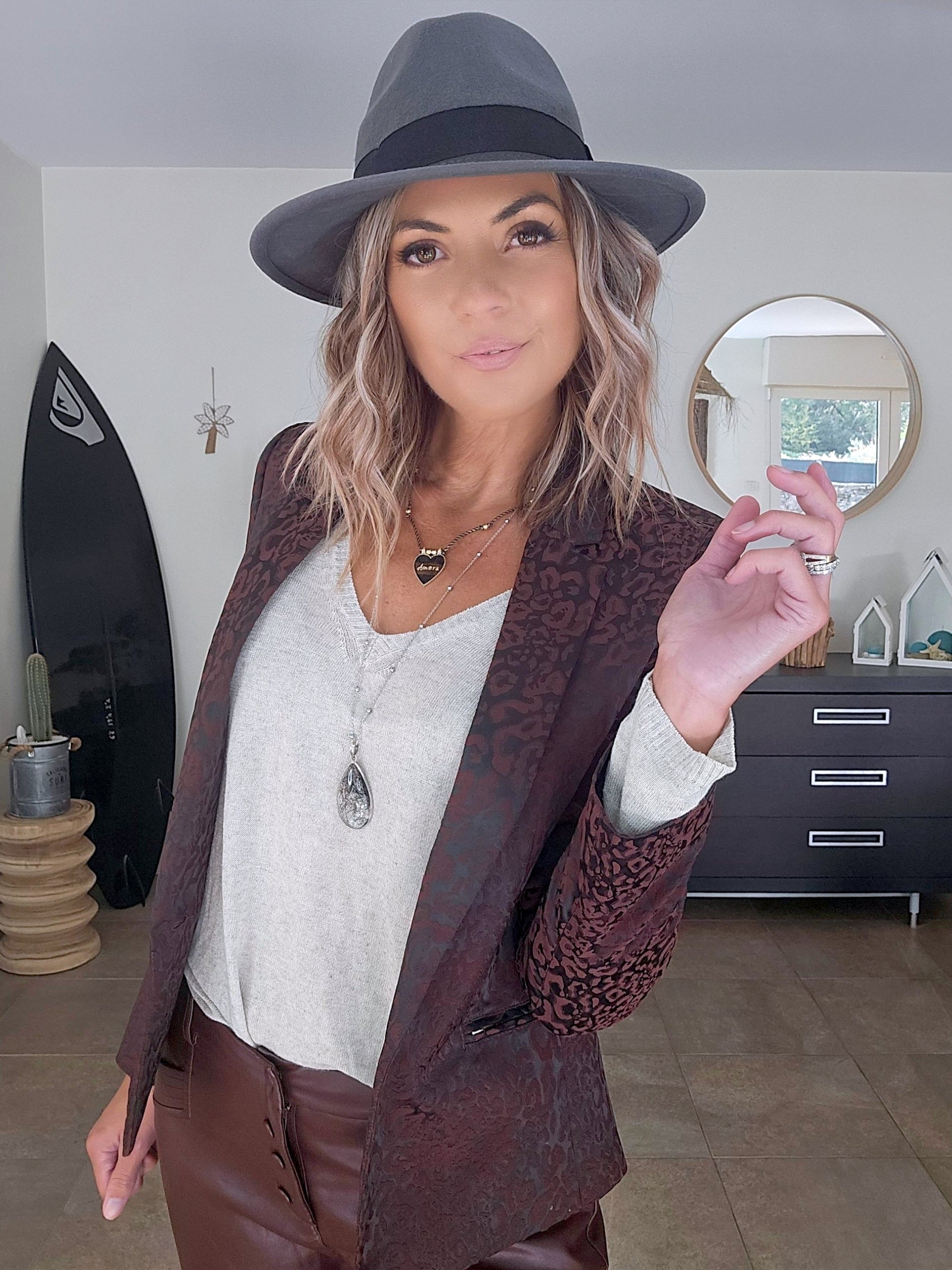 Veste cintrée léo bordeaux