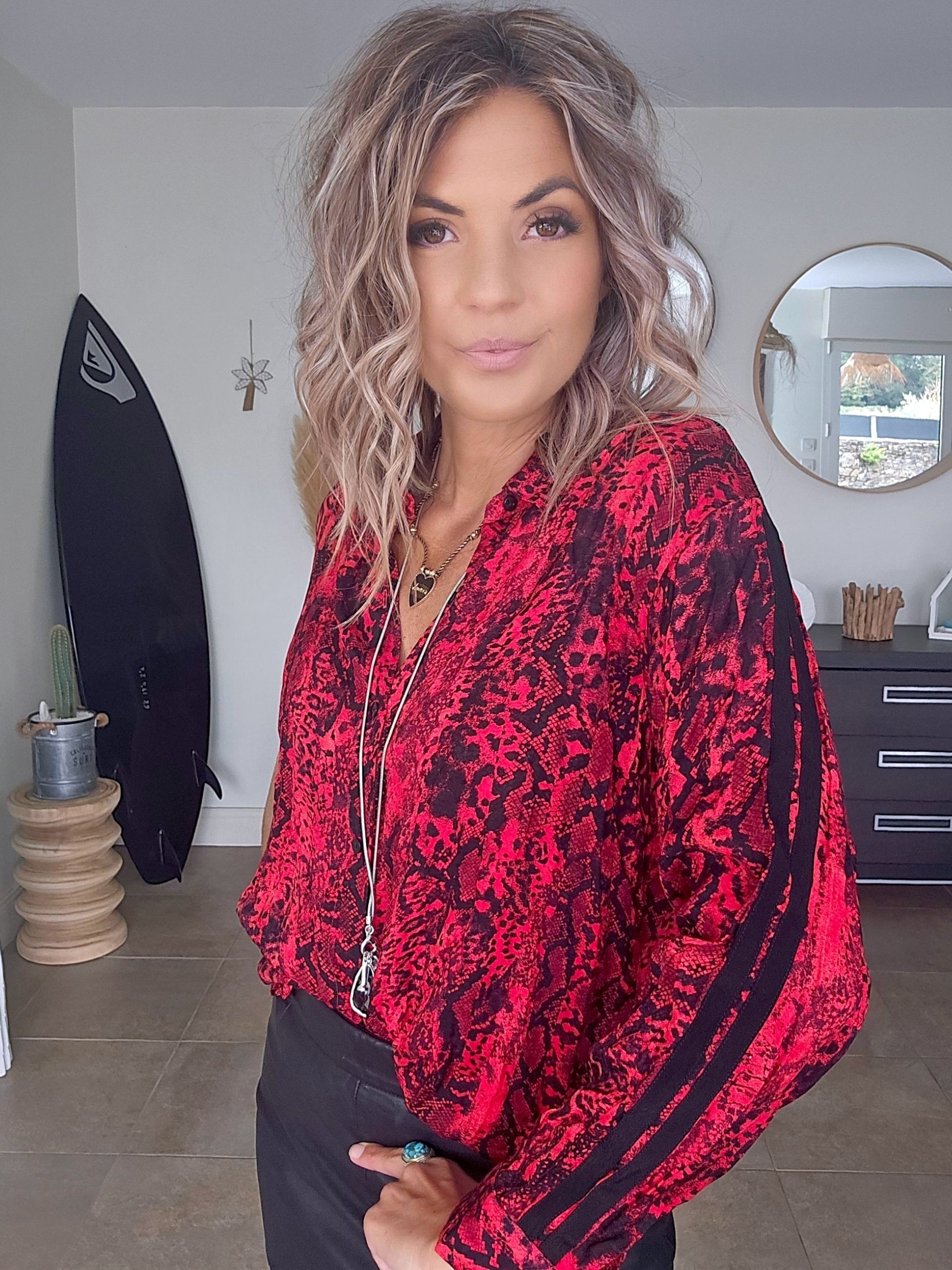 Chemise python rouge