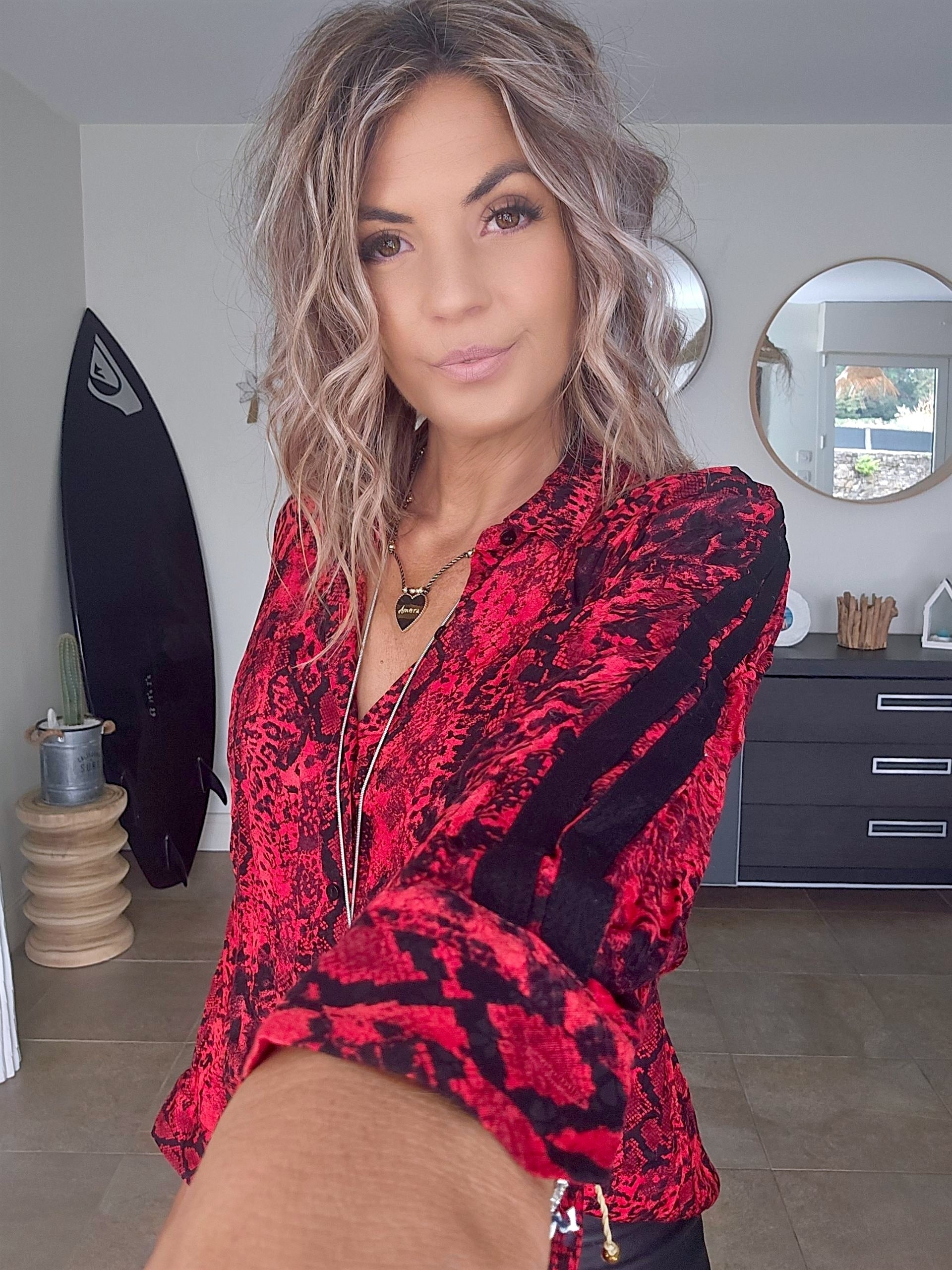 Chemise python rouge