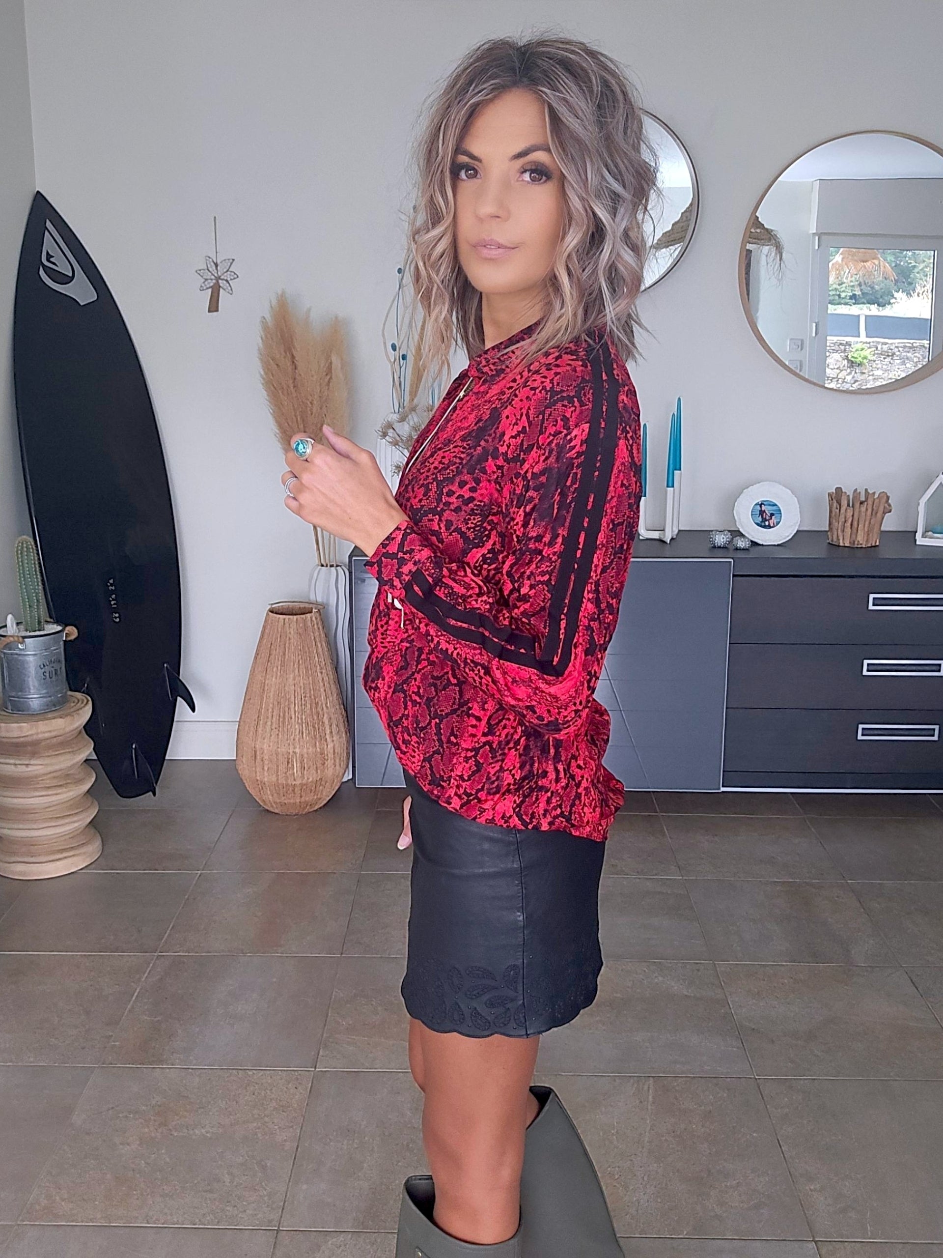 Chemise python rouge