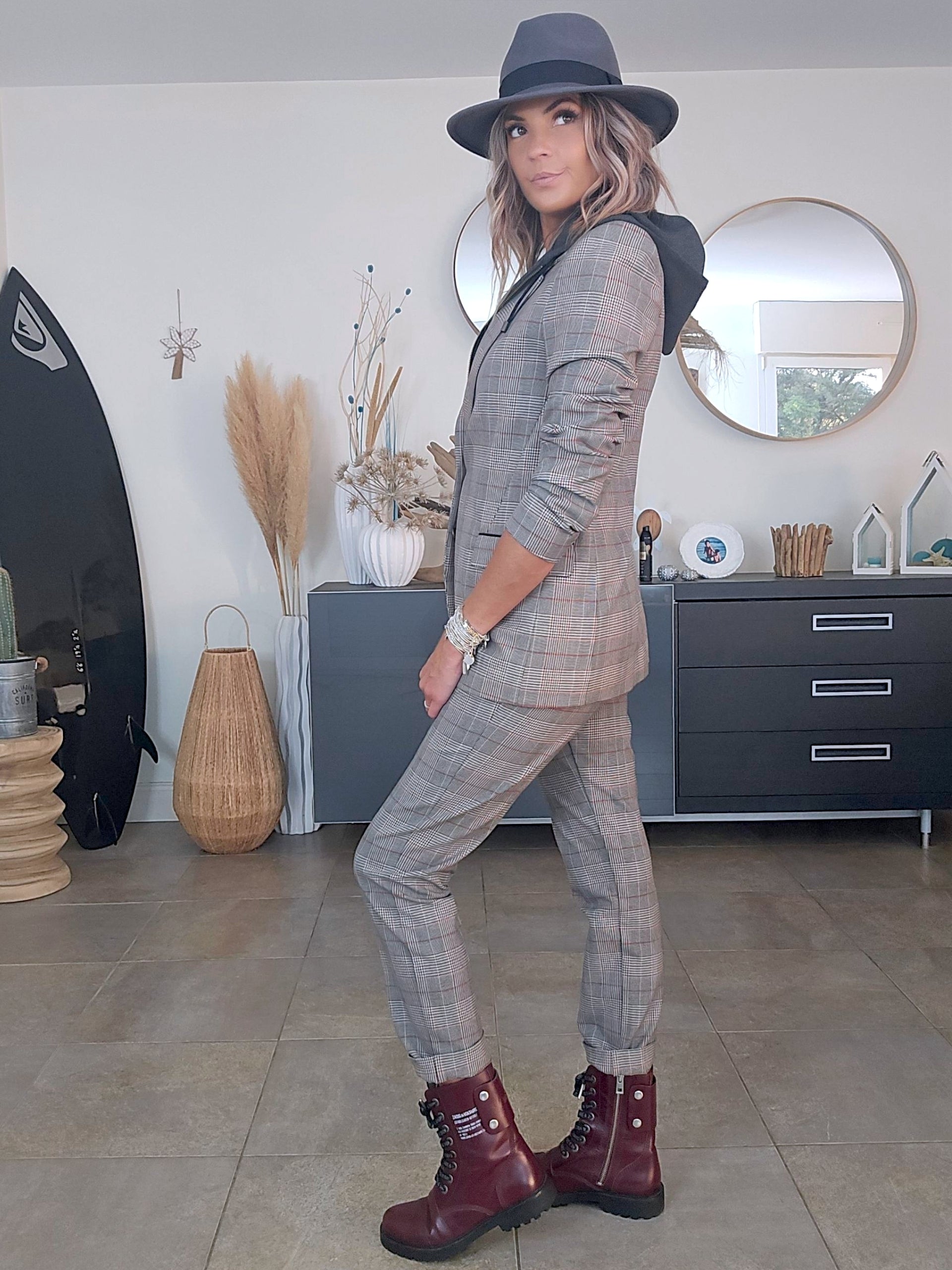 Pantalon chic à carreaux