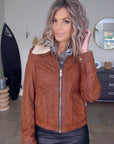 Bombers camel en cuir