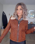 Bombers camel en cuir
