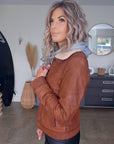 Bombers camel en cuir