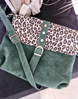 Sac bandoulière vert 100% cuir