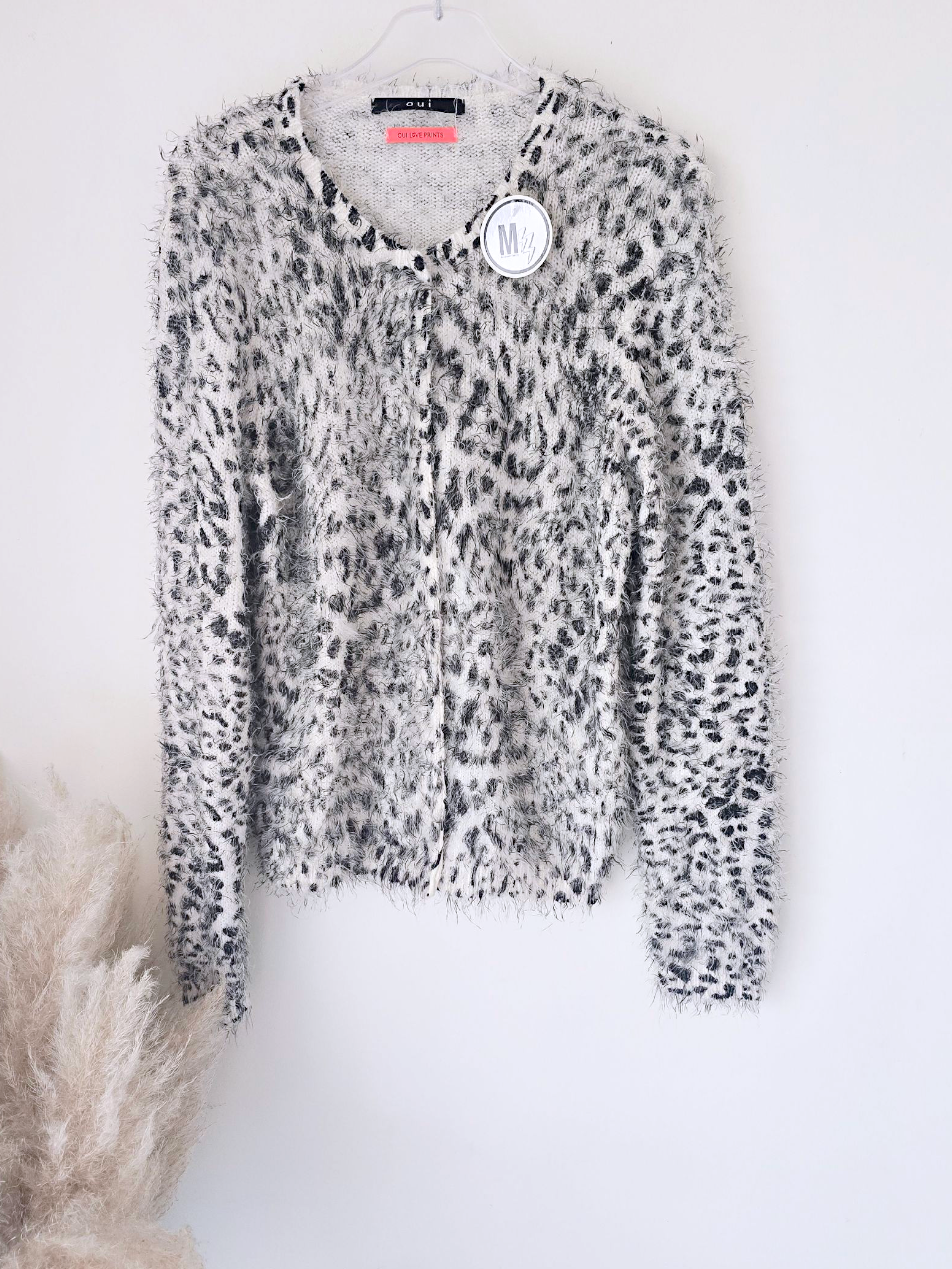 Cardigan léopard noir et blanc
