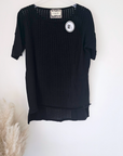 T-shirt ajouré à maille noire