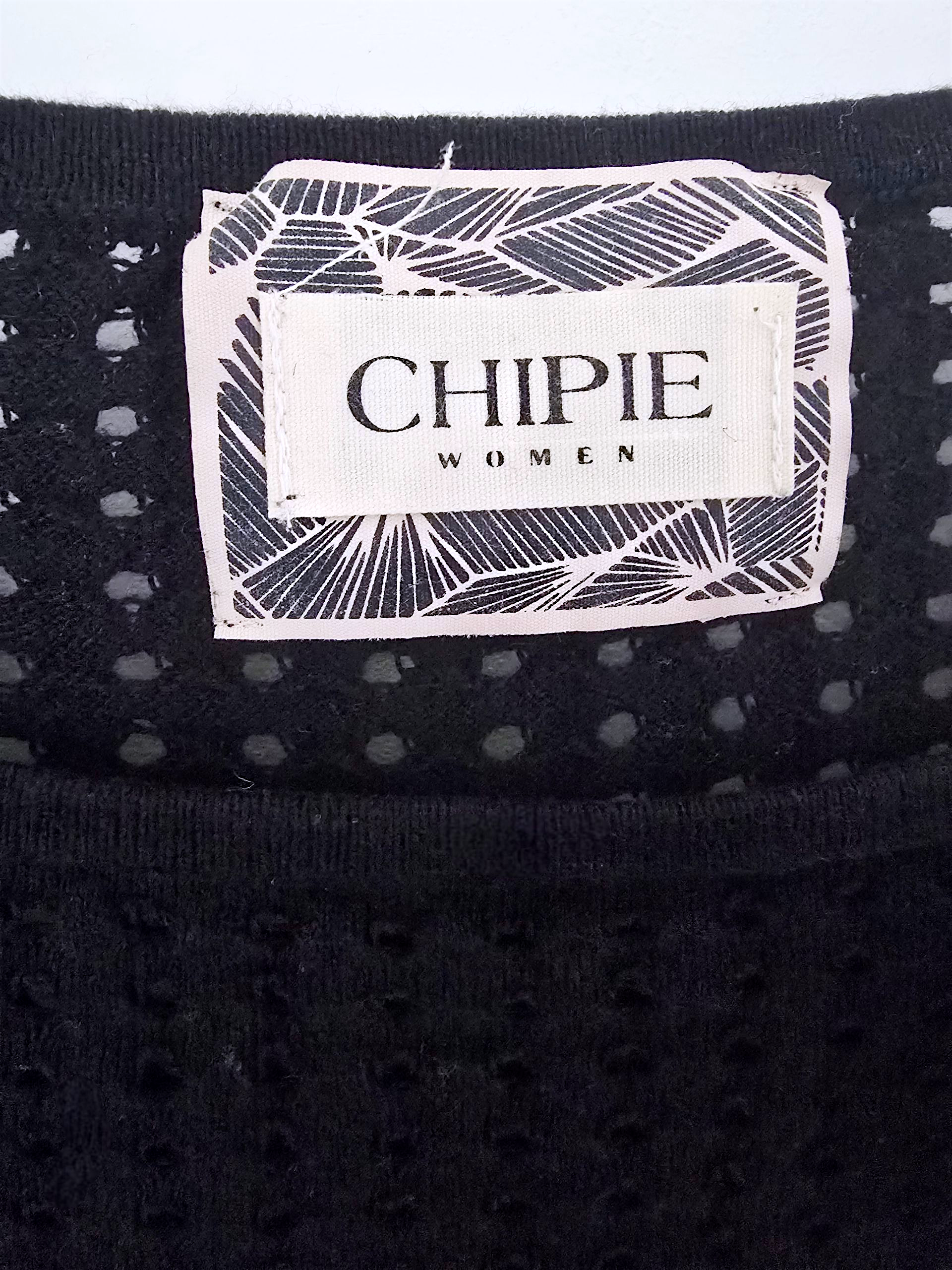 T-shirt ajouré à maille noire