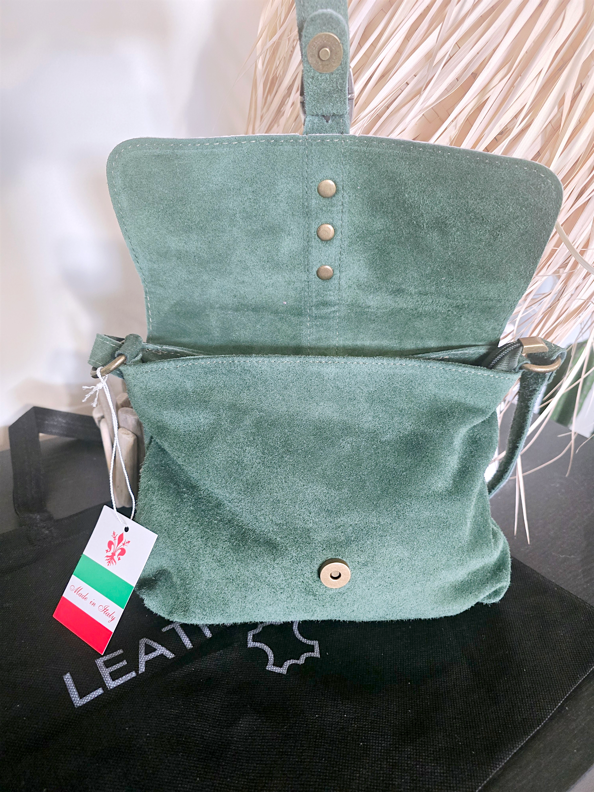 Sac bandoulière vert 100% cuir