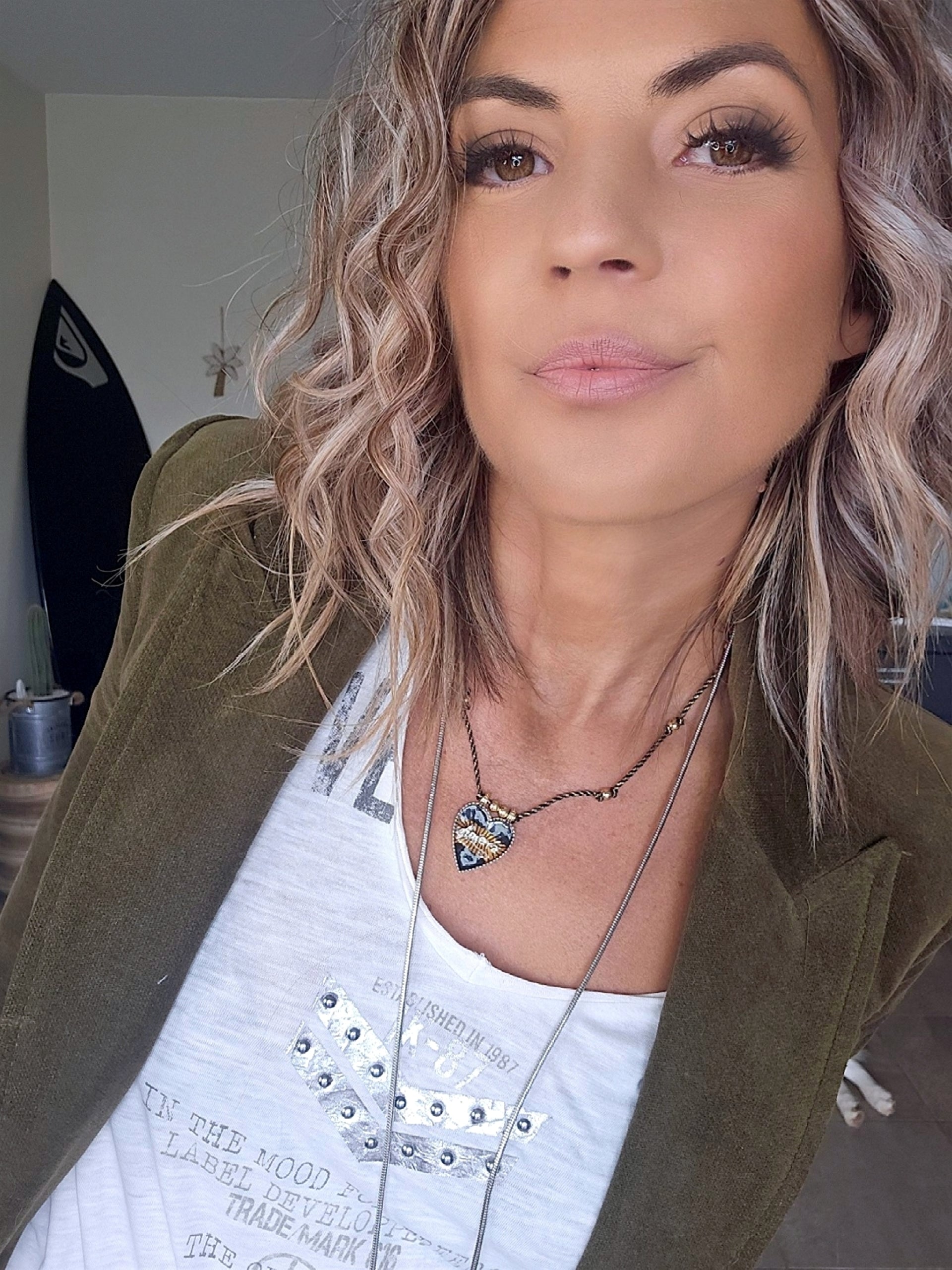 Veste velours ras kaki