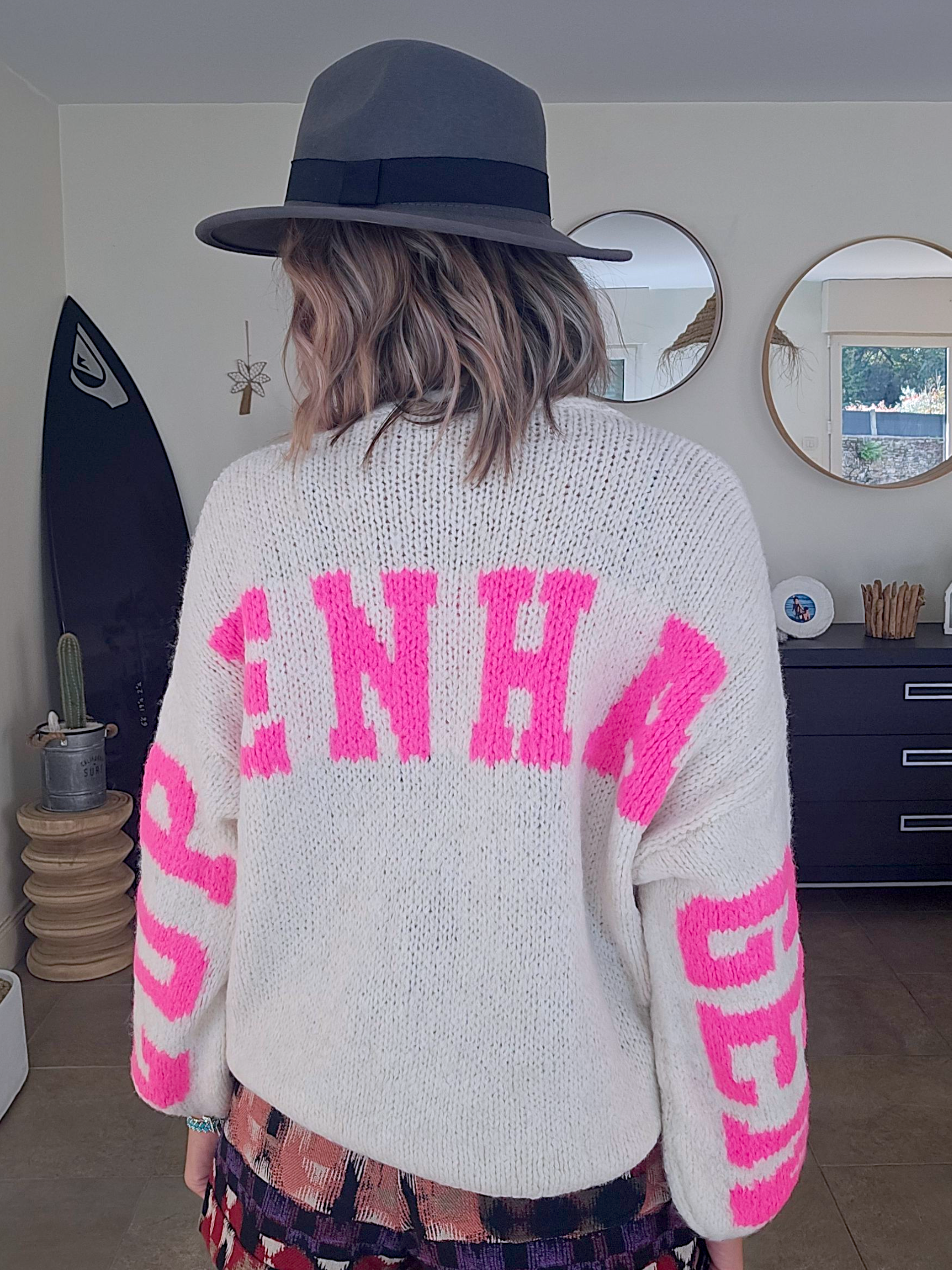 Cardigan smiley fuchsia