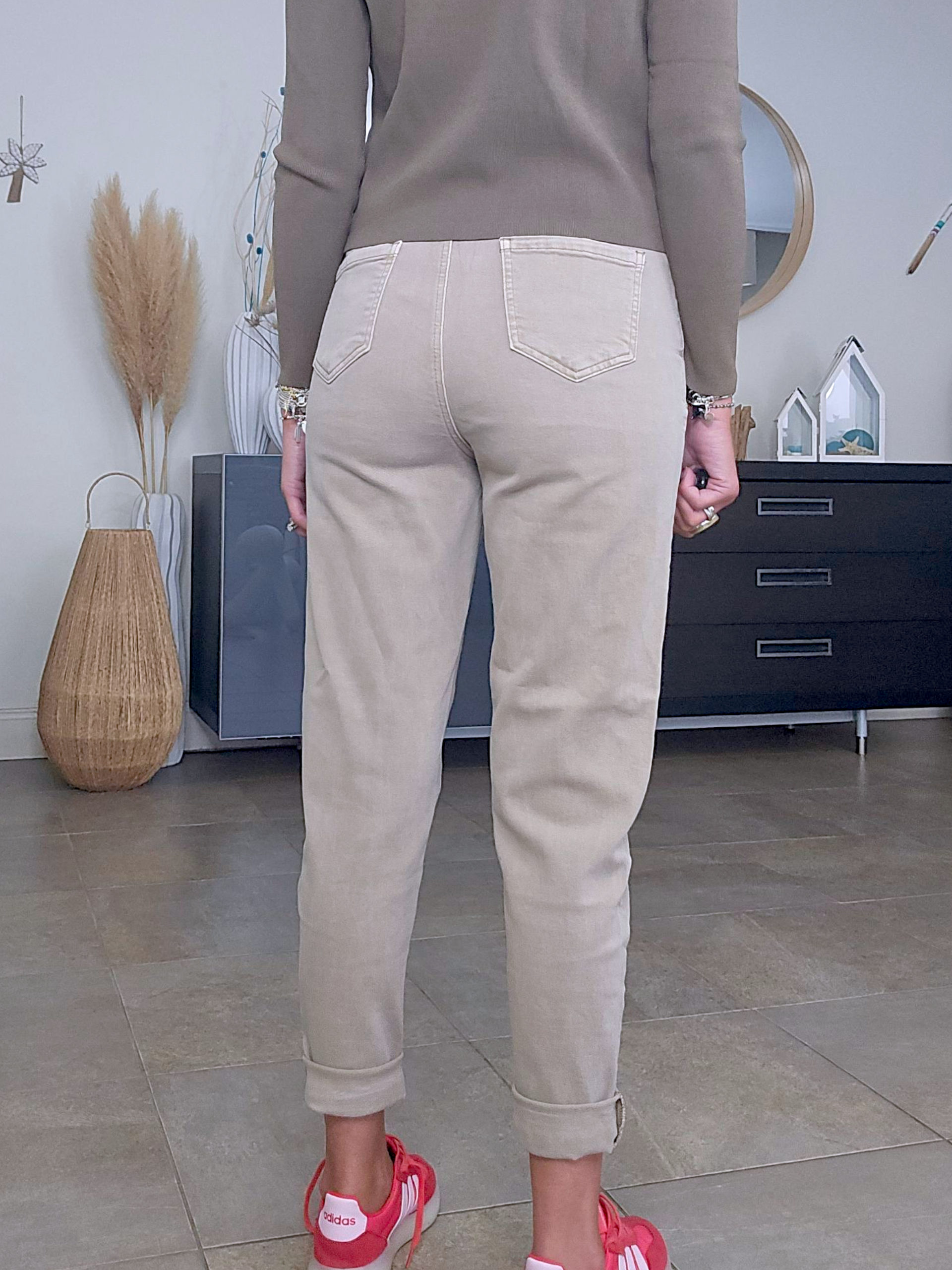 Pantalon jeeging beige