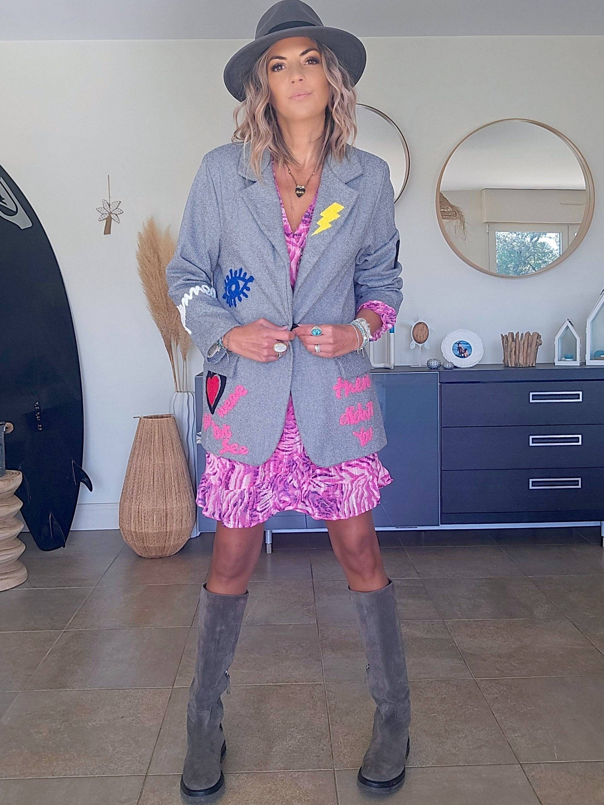 Veste boy en chevron