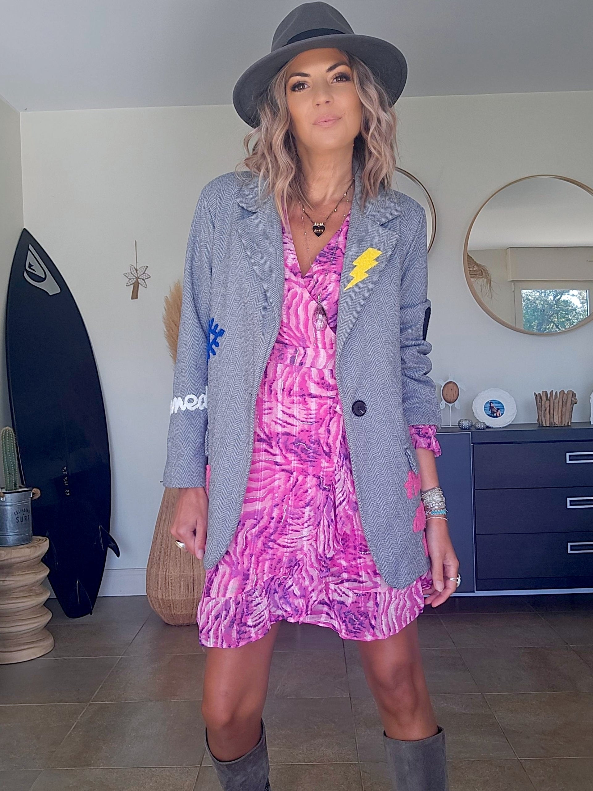 Veste boy en chevron