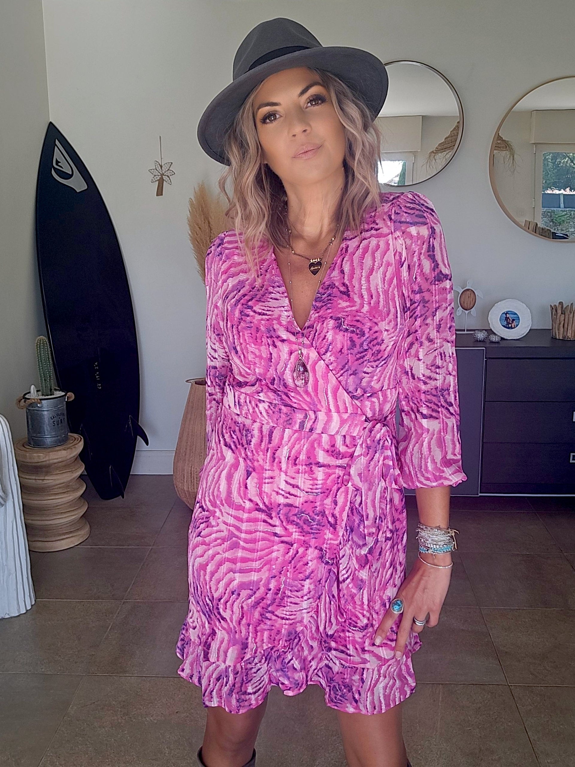 Robe portefeuille fuchsia