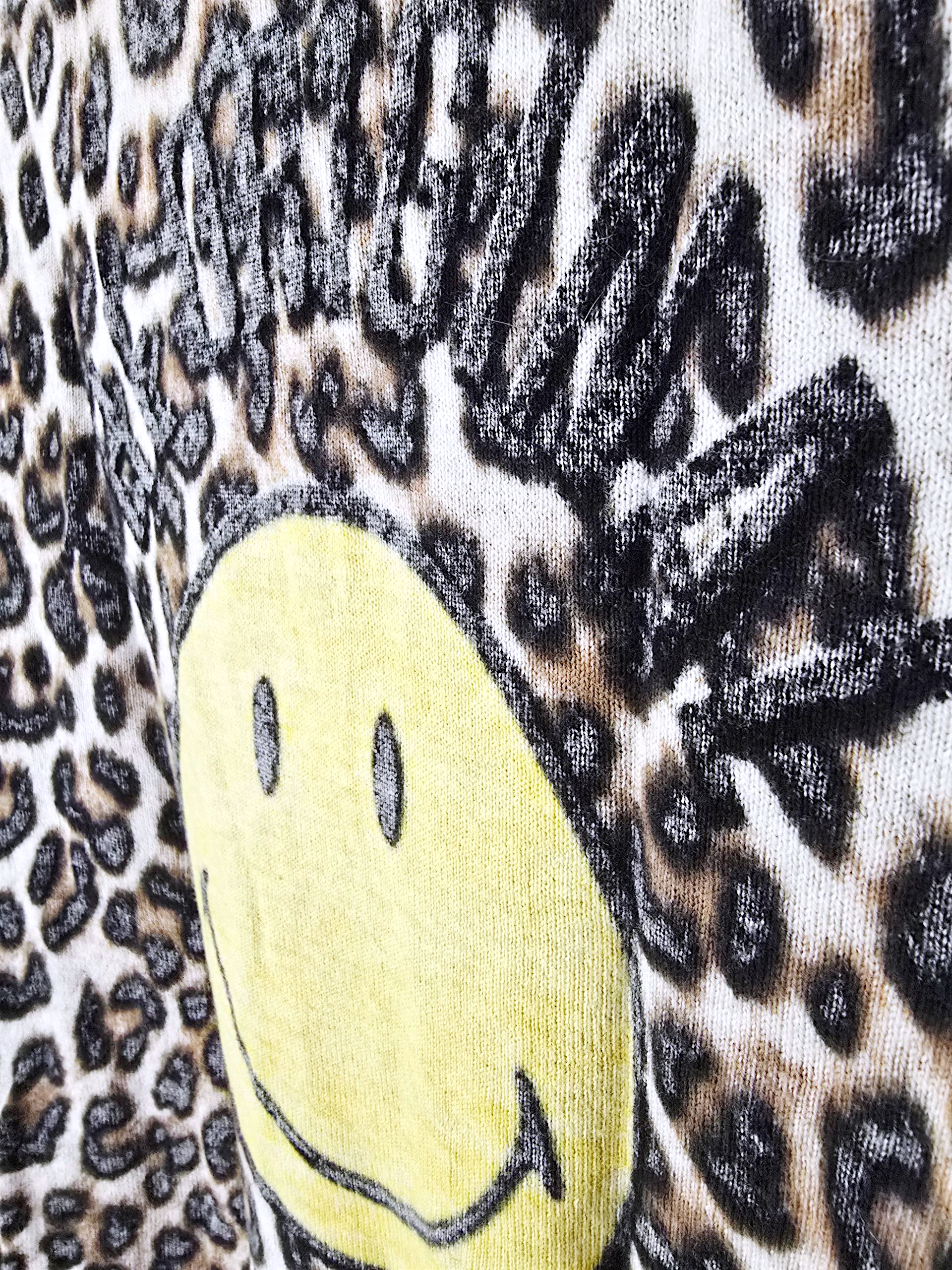Cardigan smiley léopard