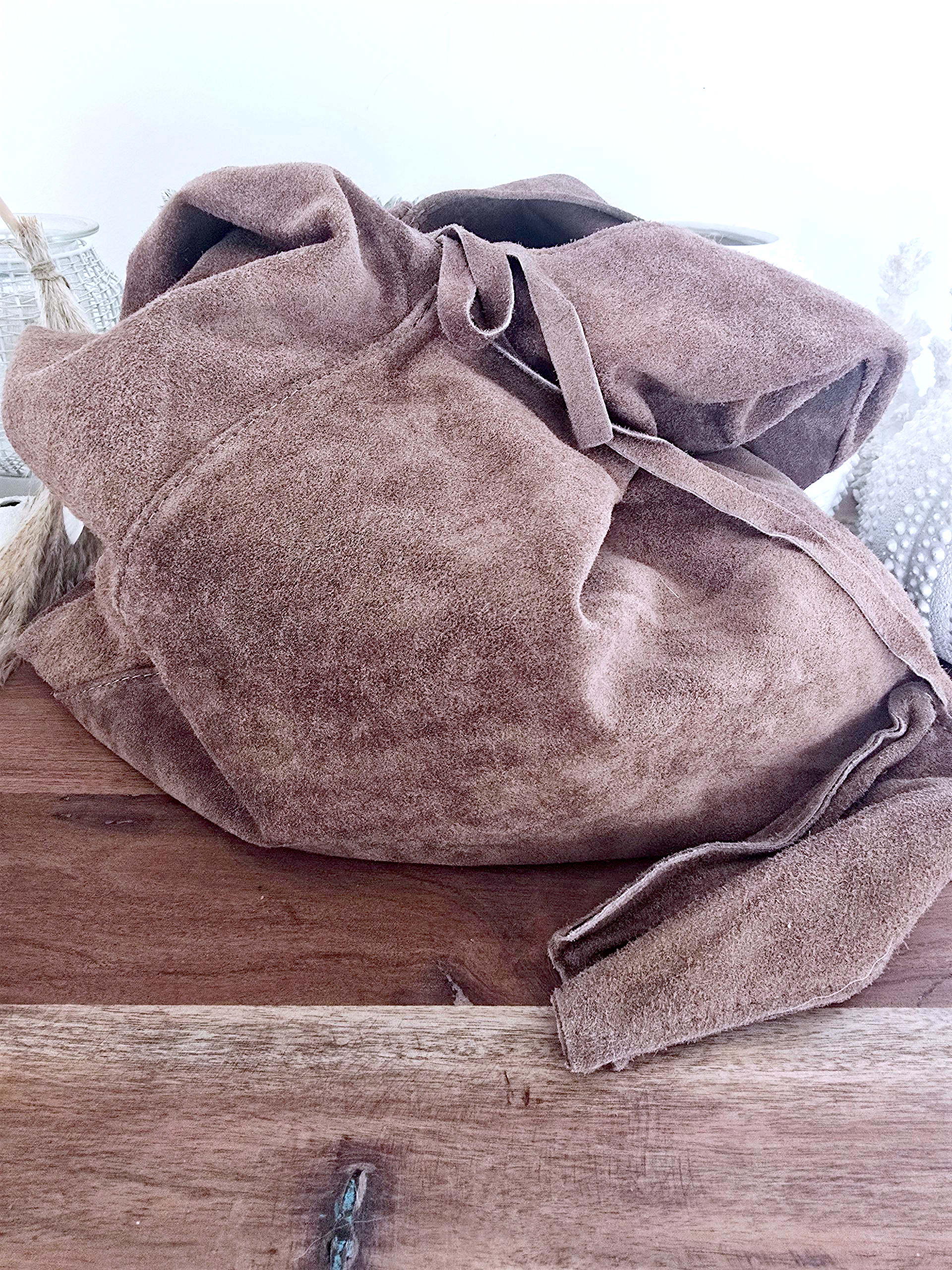 Sac à épaule XL 100% cuir taupe