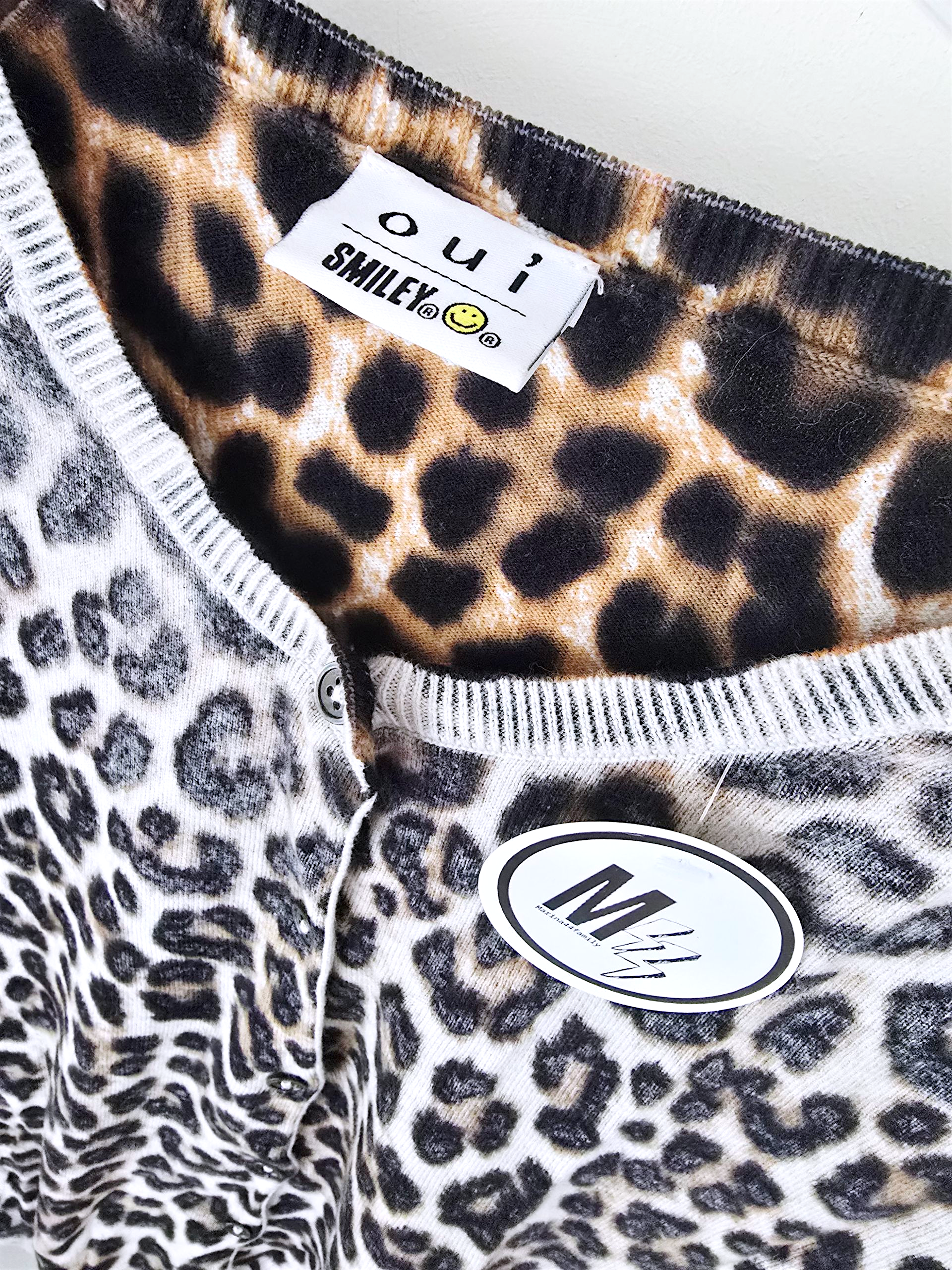 Cardigan smiley léopard