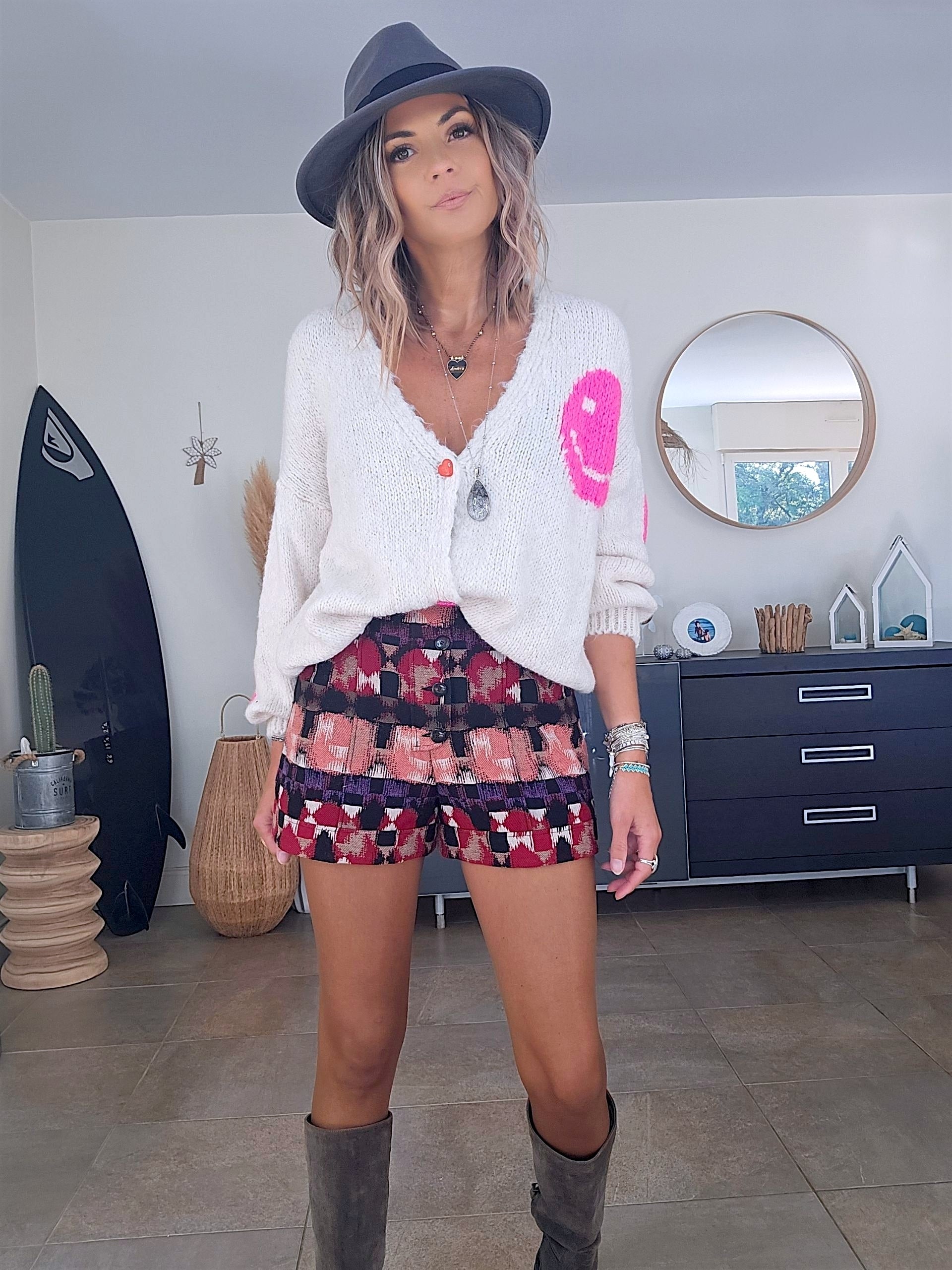 Cardigan smiley fuchsia