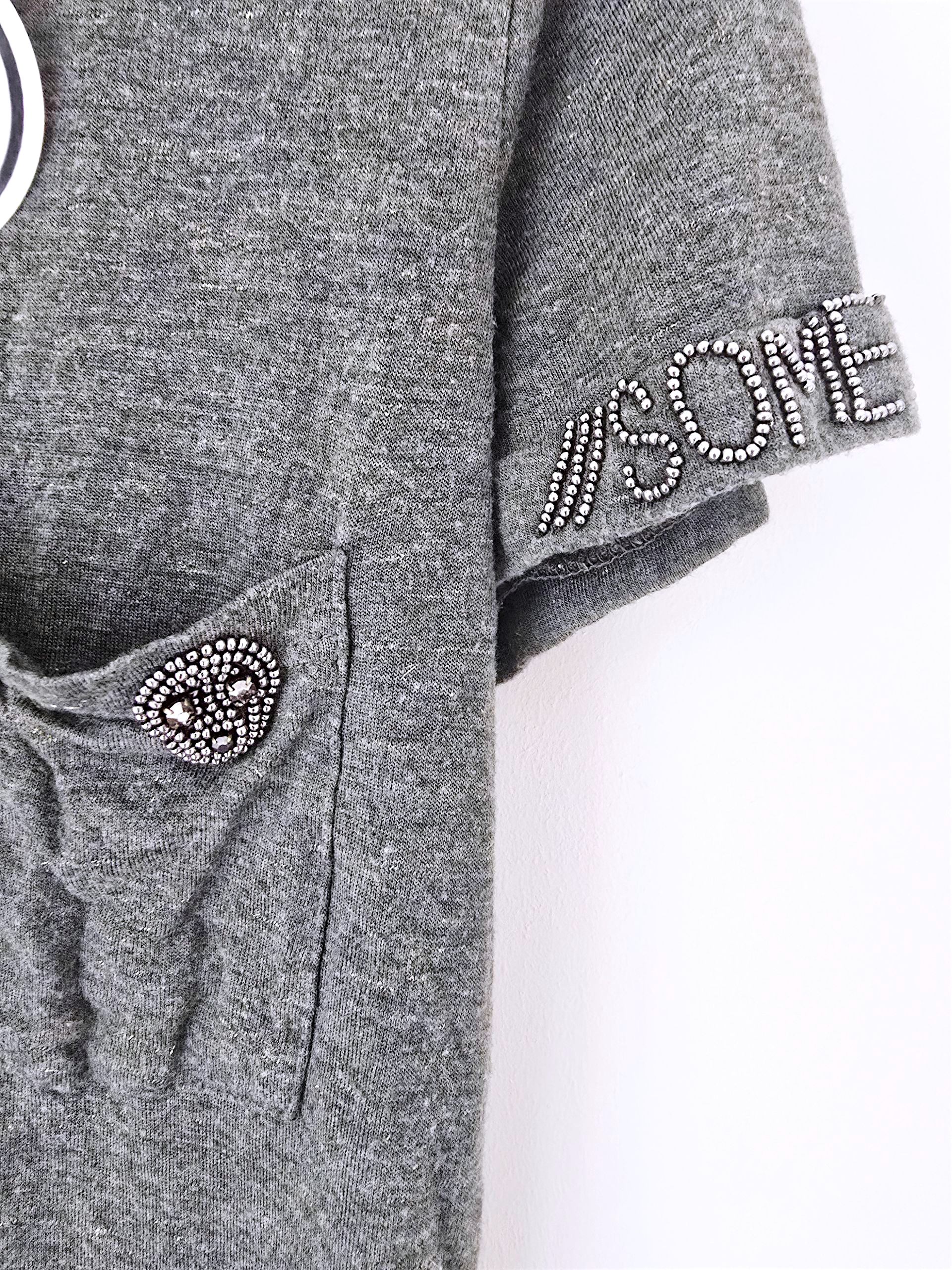 Tee-shirt kaki perles bijoux