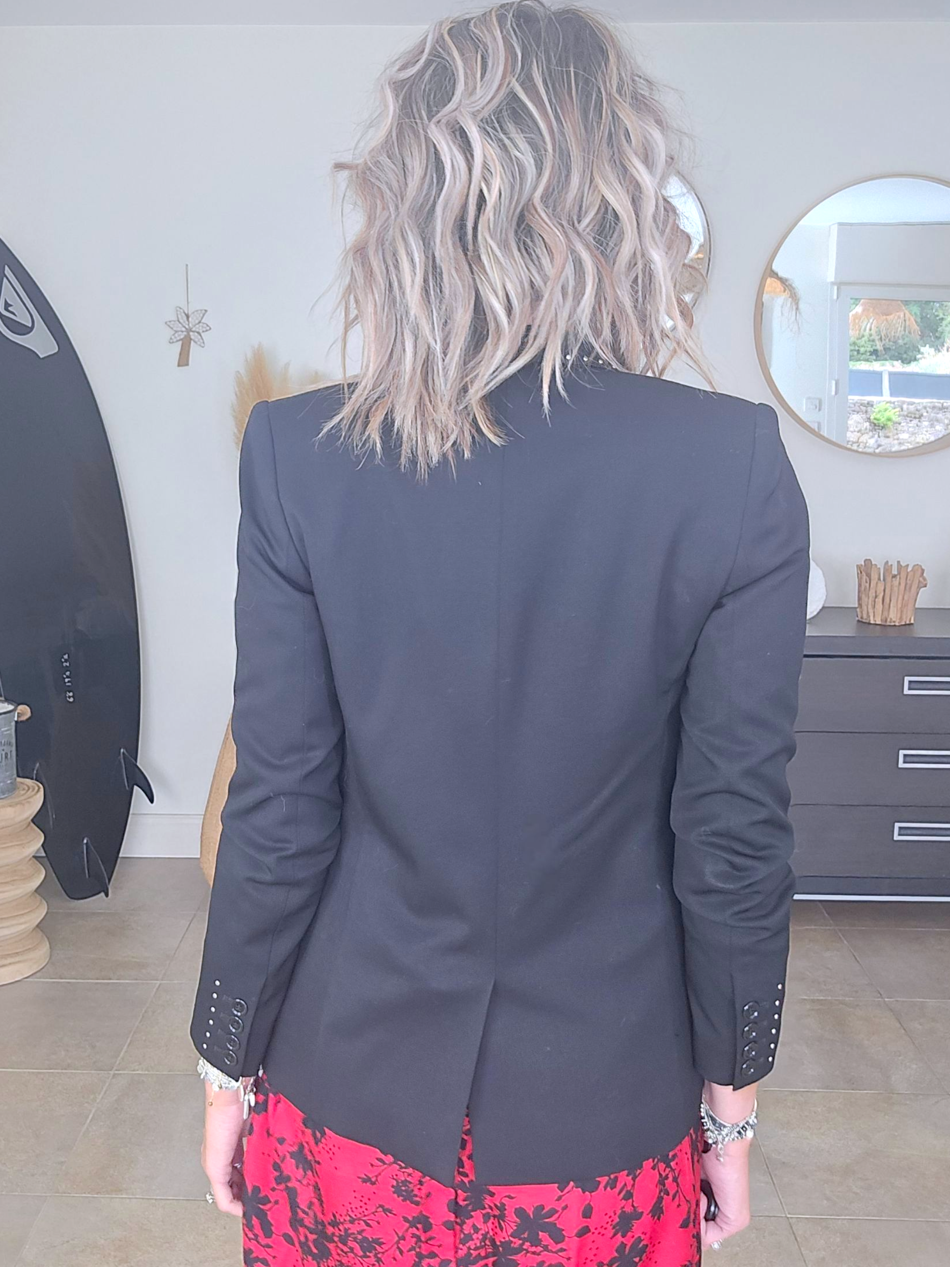 Veste rock-chic laine et cuir