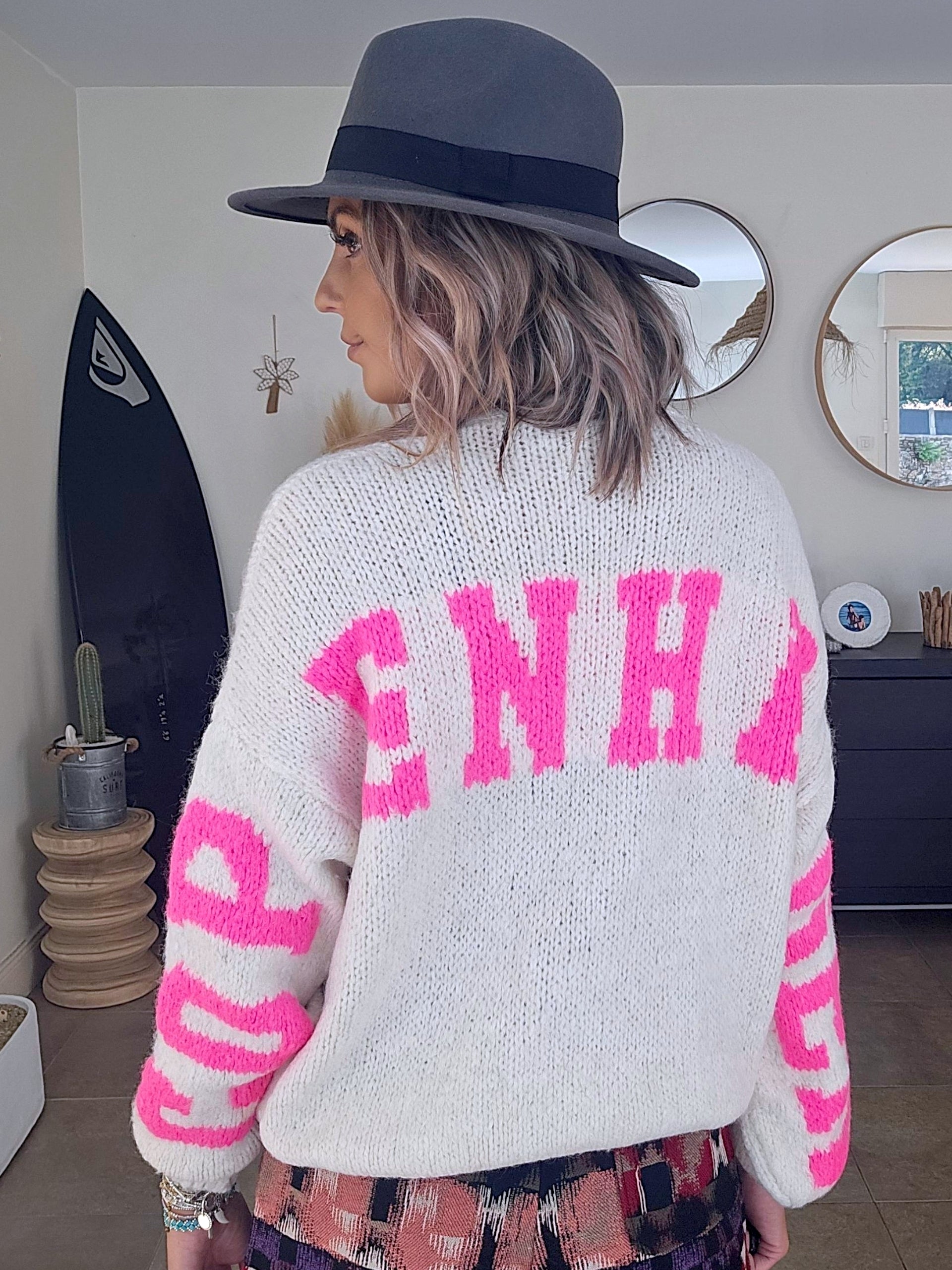 Cardigan smiley fuchsia