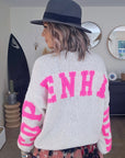 Cardigan smiley fuchsia