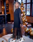 Robe noire sweat et dentelle