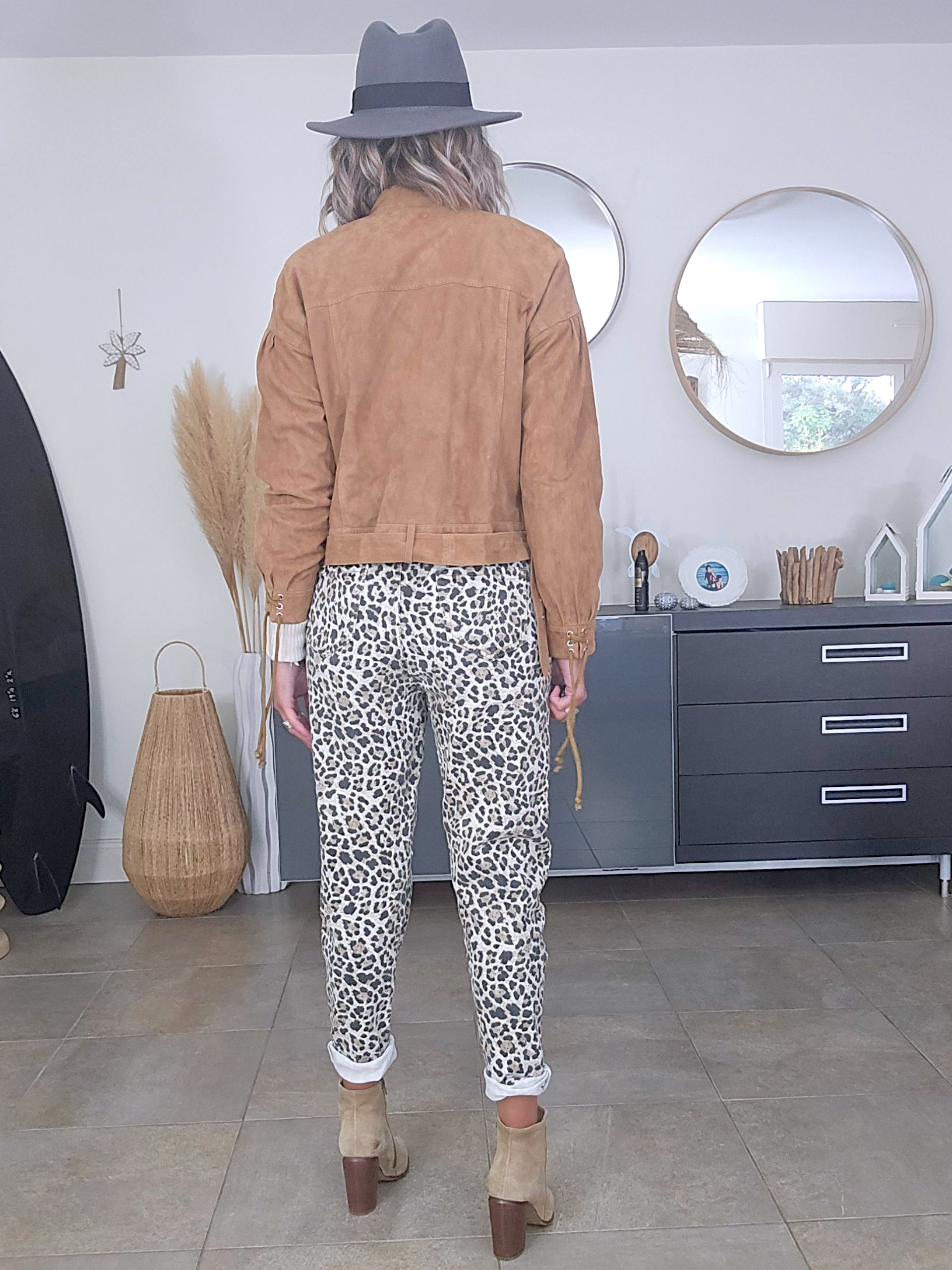 Blouson 100% cuir daim tabac