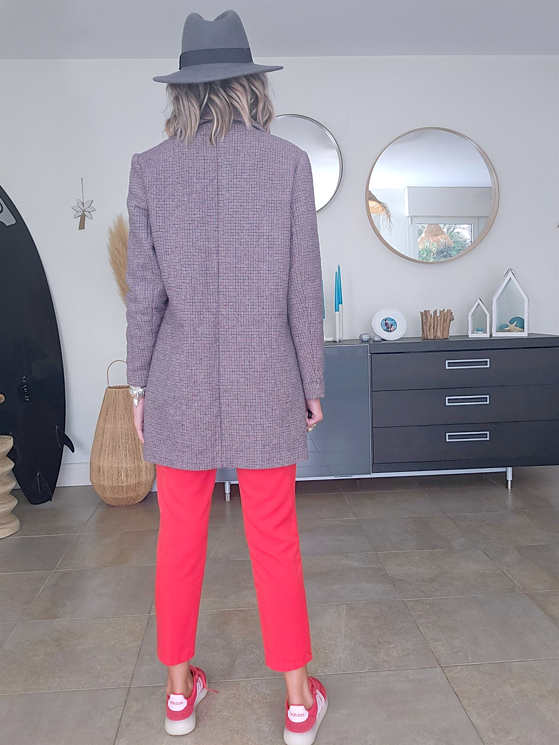 Manteau chaud pied-de-poule