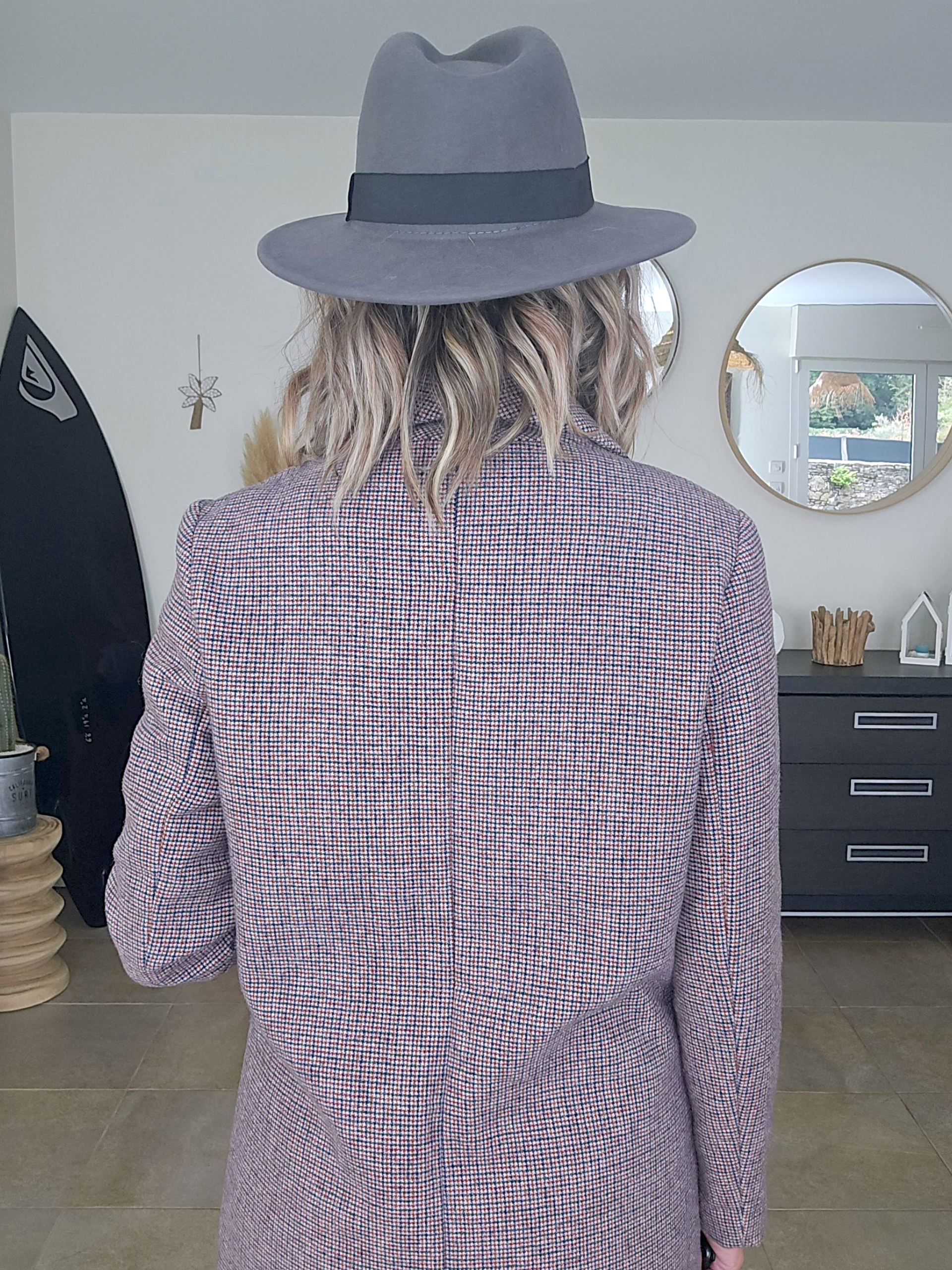 Manteau chaud pied-de-poule