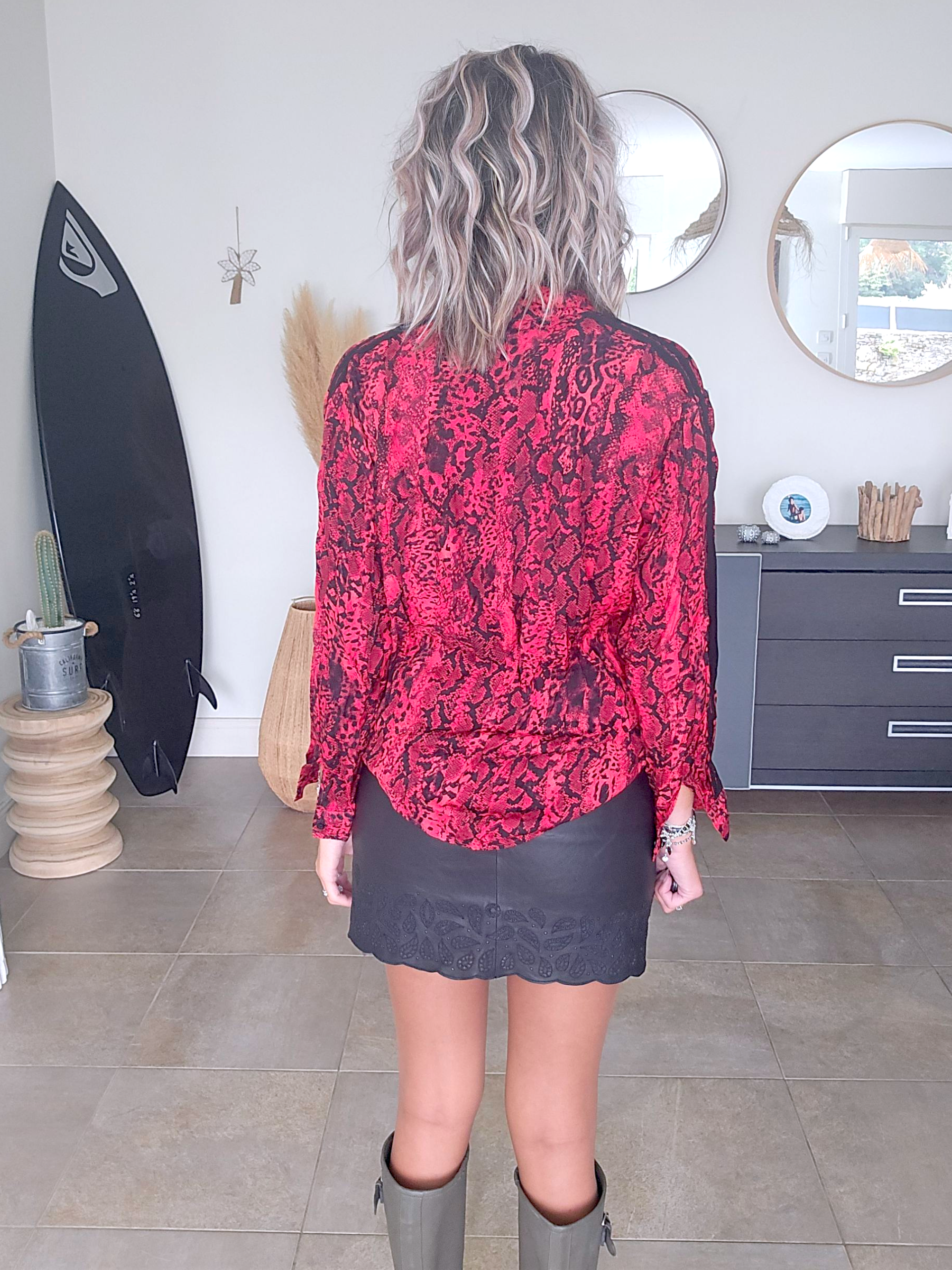Chemise python rouge
