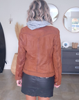 Bombers camel en cuir