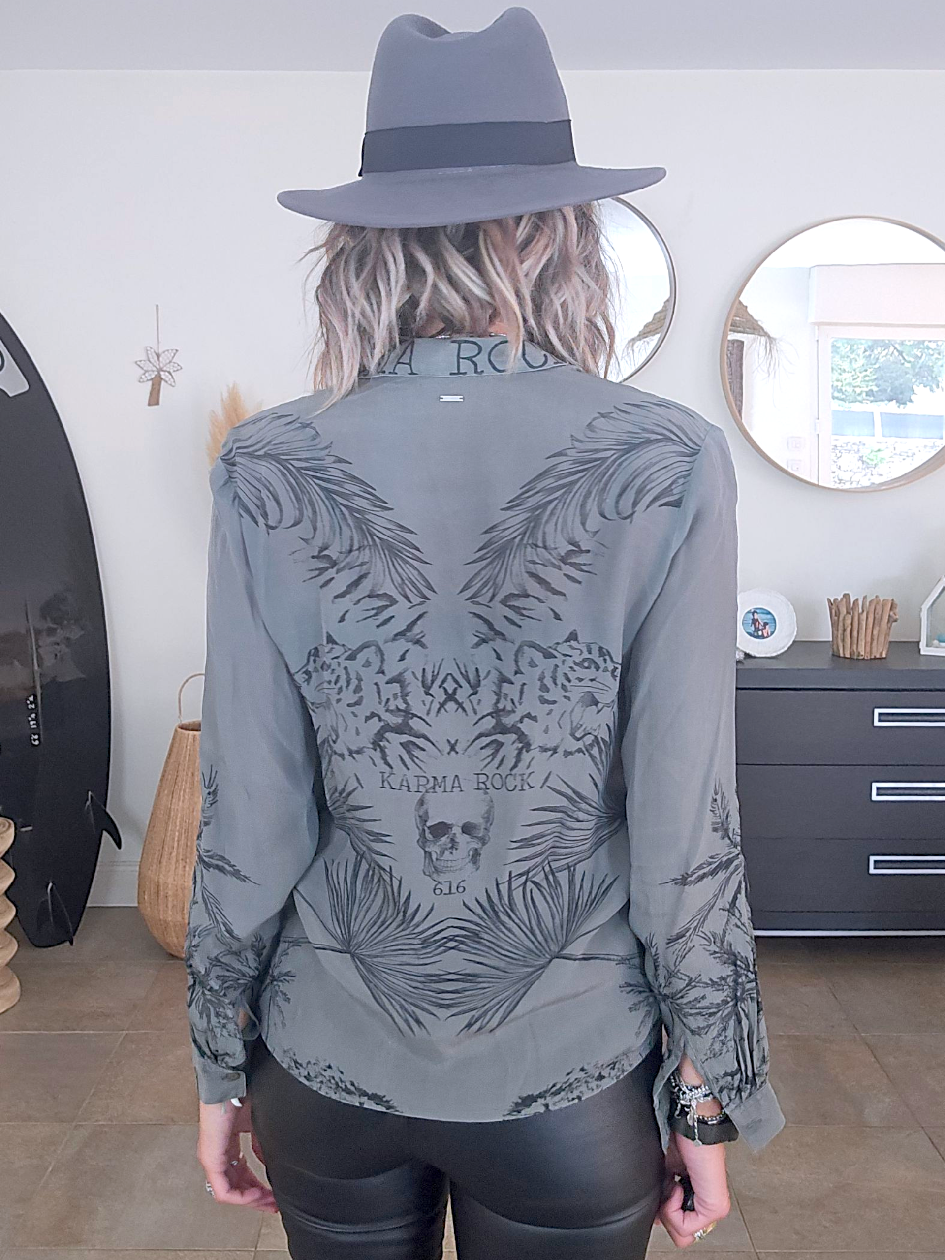 Chemise rock kaki-gris