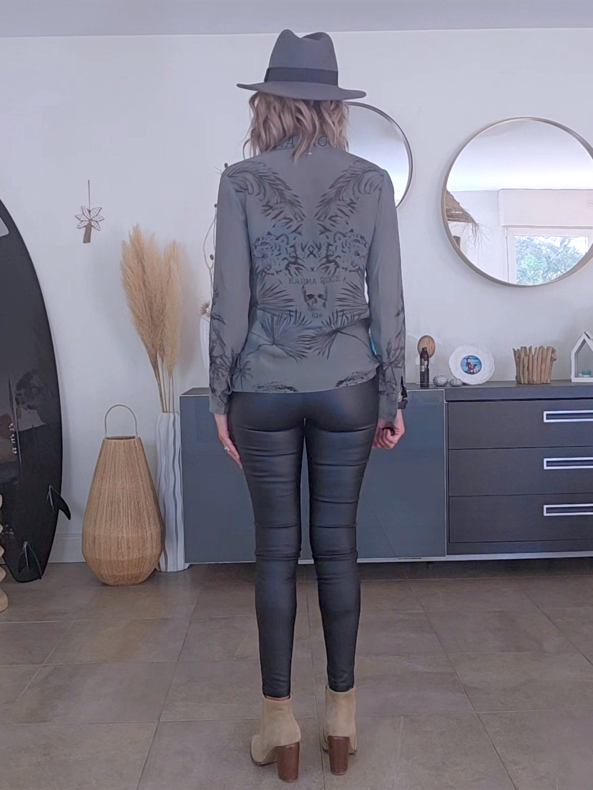 Chemise rock kaki-gris