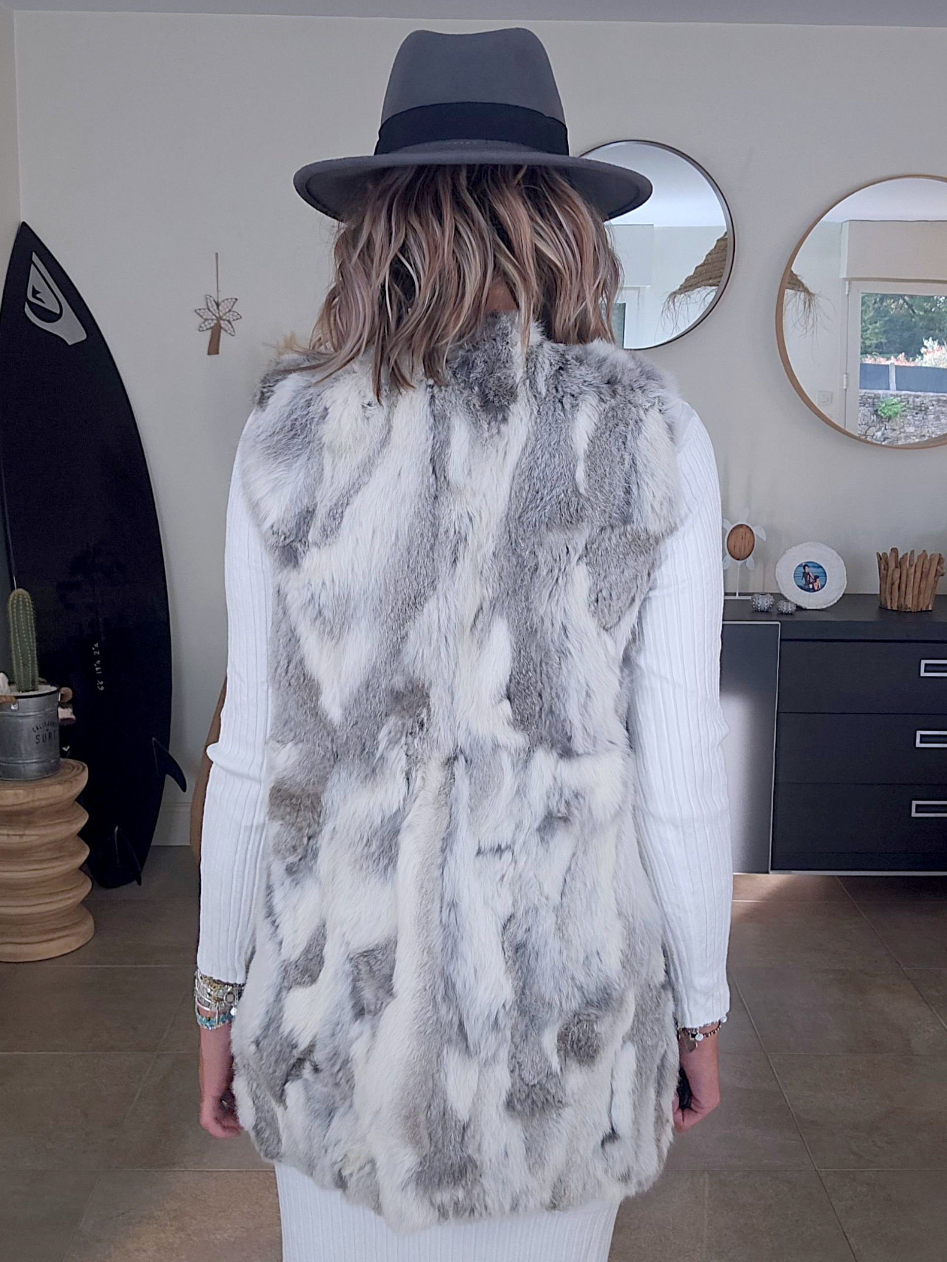 Veste fourrure tie and dye