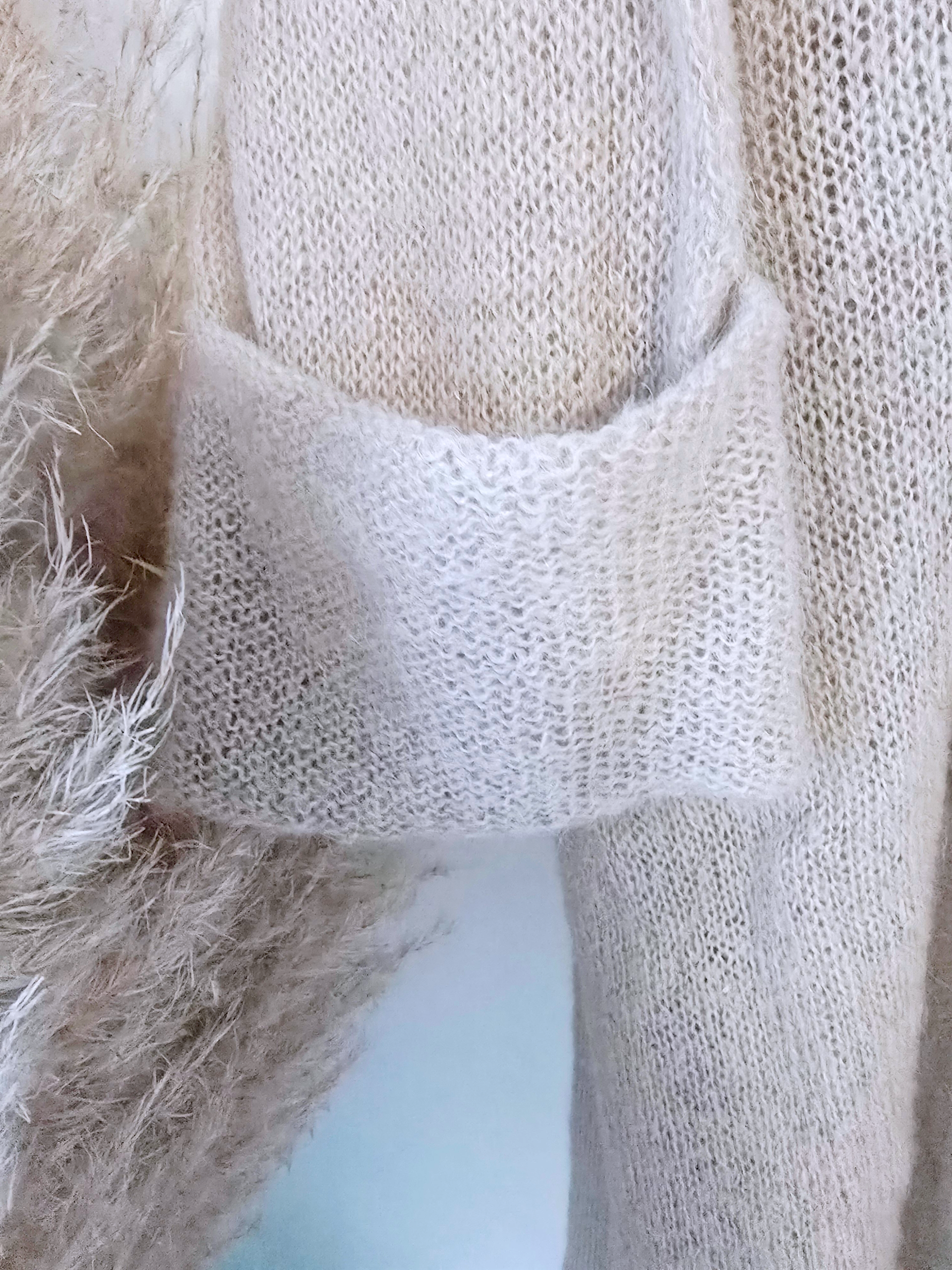 Gilet long beige à maille douce