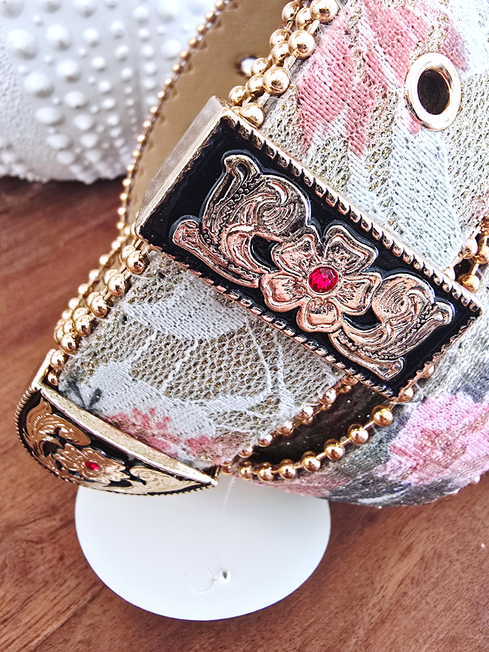 Ceinture vintage vert à imprimé