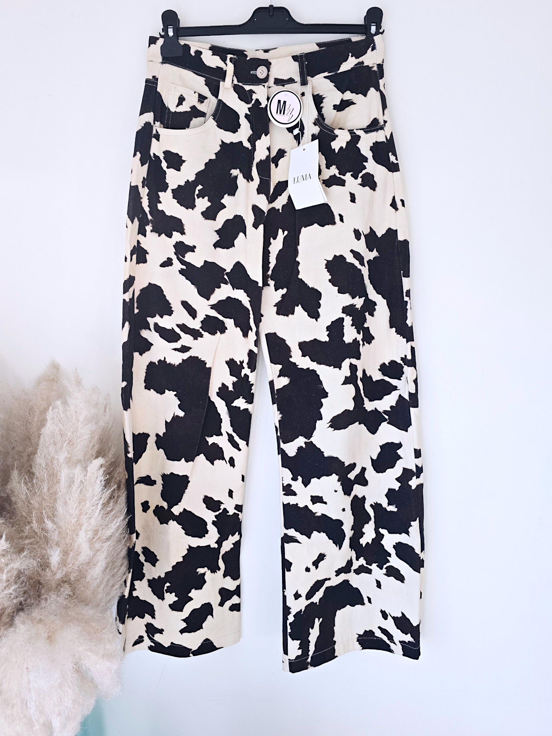 Pantalon en toile de coton imprimé animal