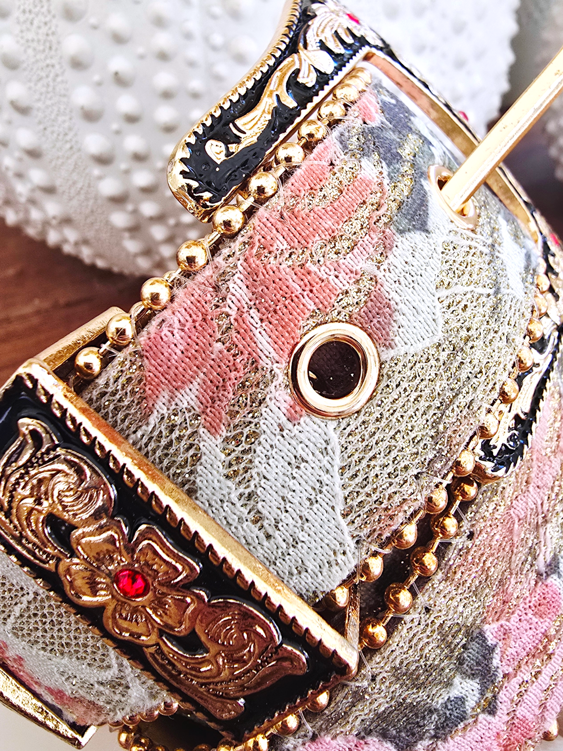 Ceinture vintage vert à imprimé