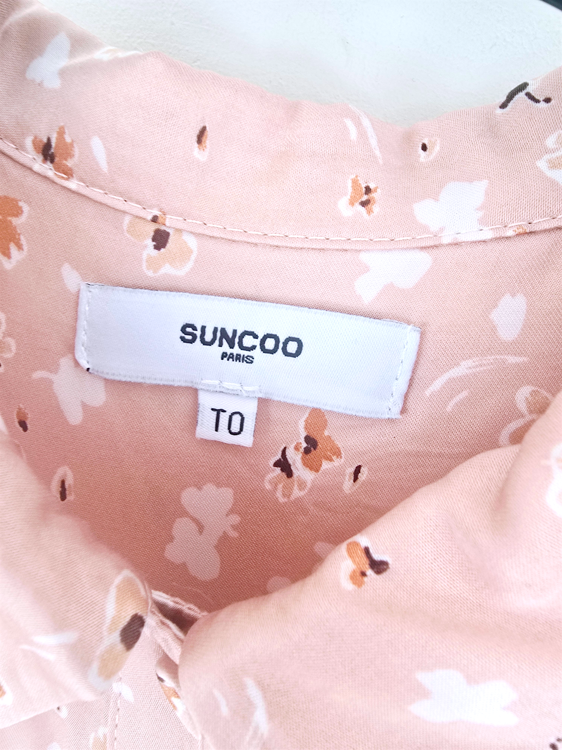 Chemise rose saumon fleurie