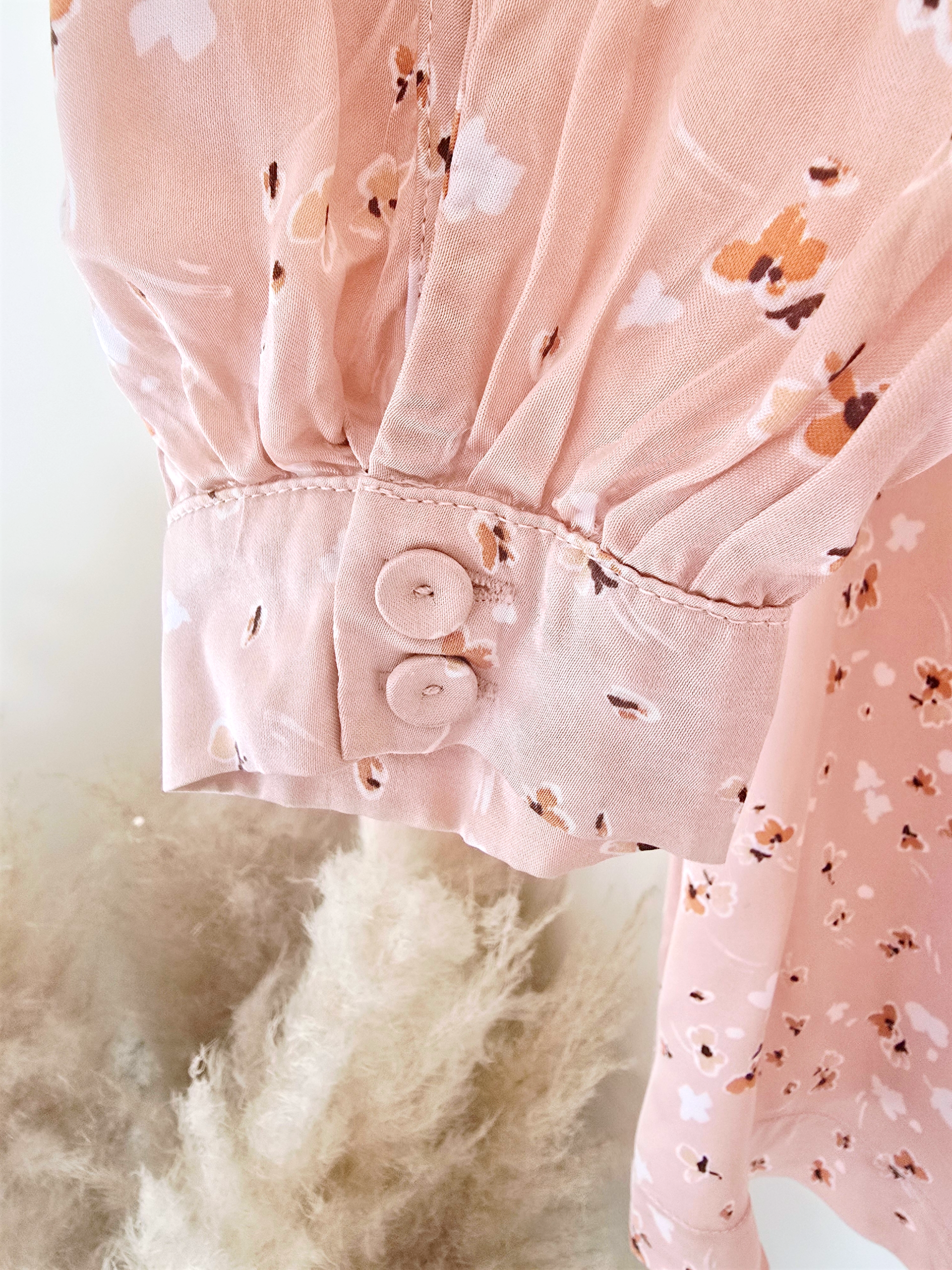 Chemise rose saumon fleurie