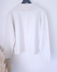Cardigan blanc cassé à strass